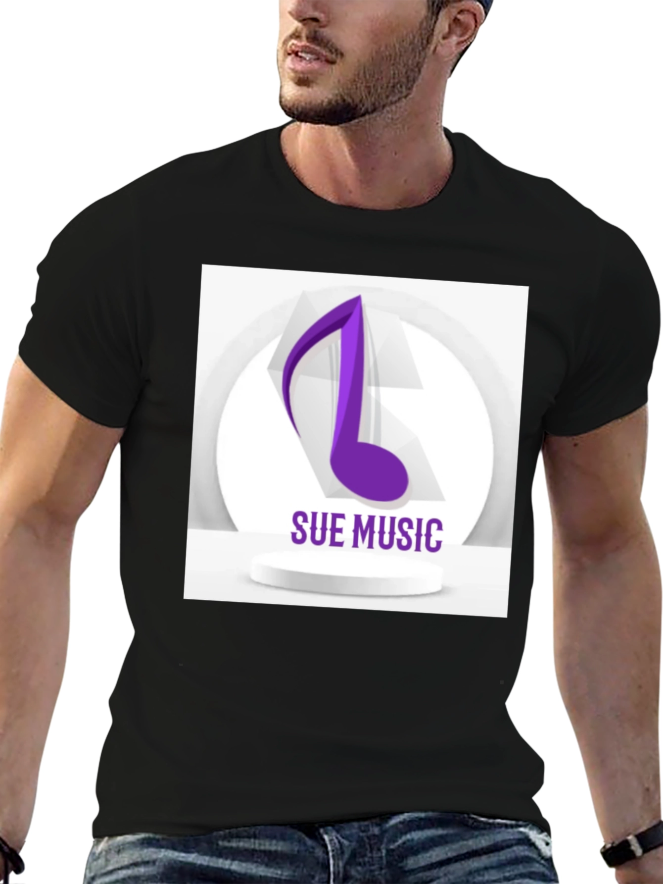 Sue Music Graphic Tee - Stylish Black Cotton T-Shirt