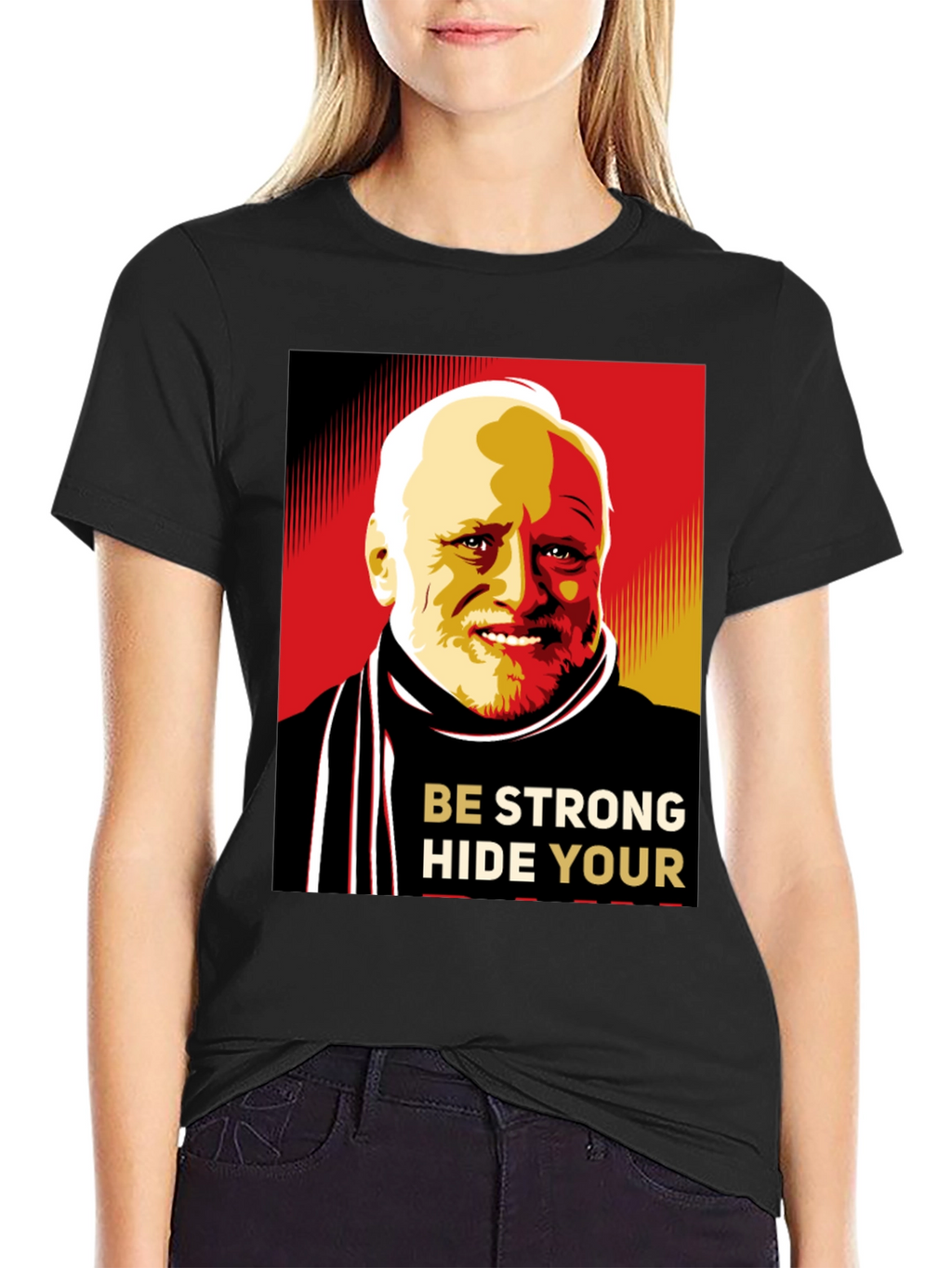 Hide Your Pain Harold Meme Black T-Shirt