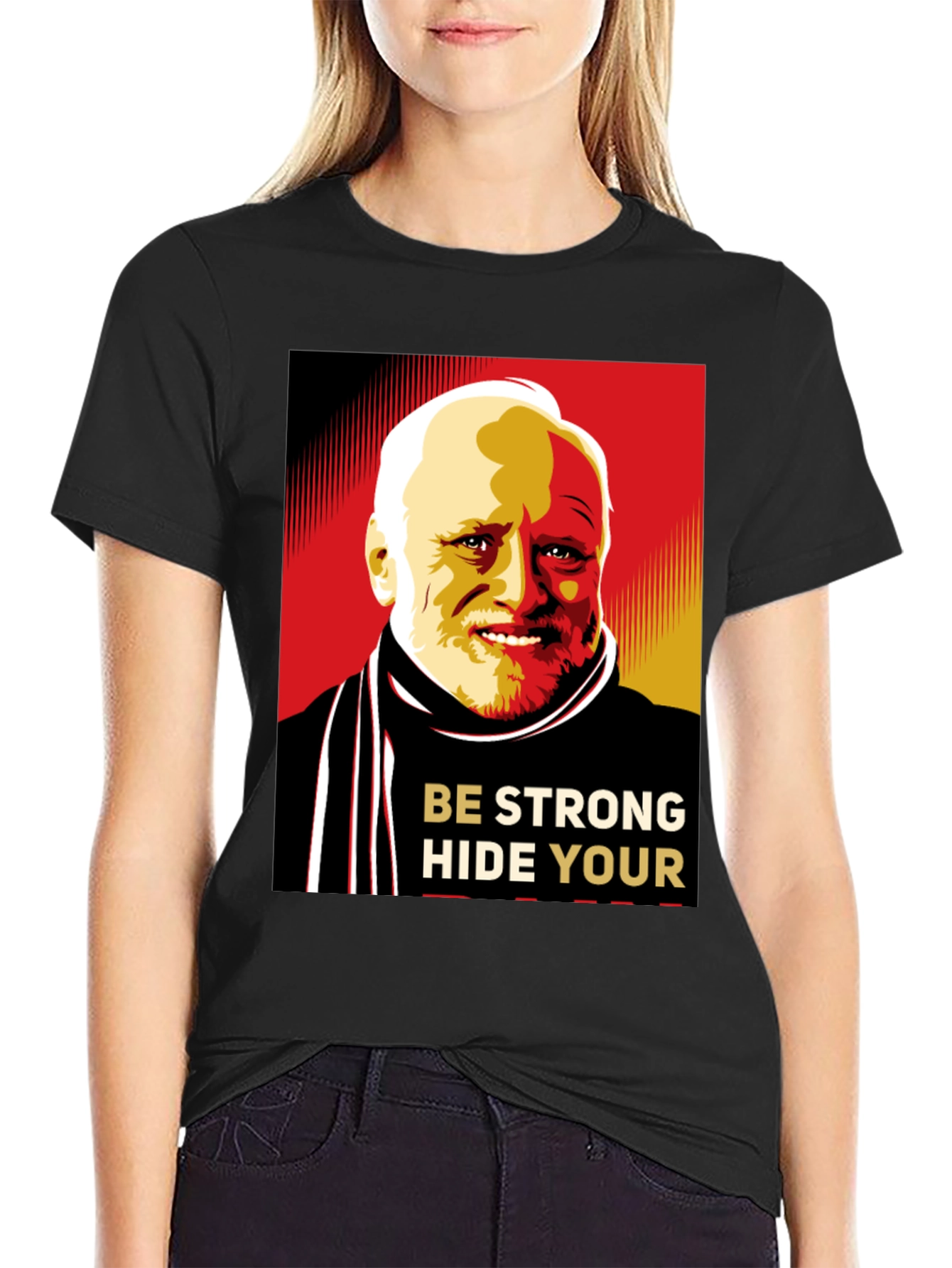 Hide Your Pain Harold Meme Black T-Shirt