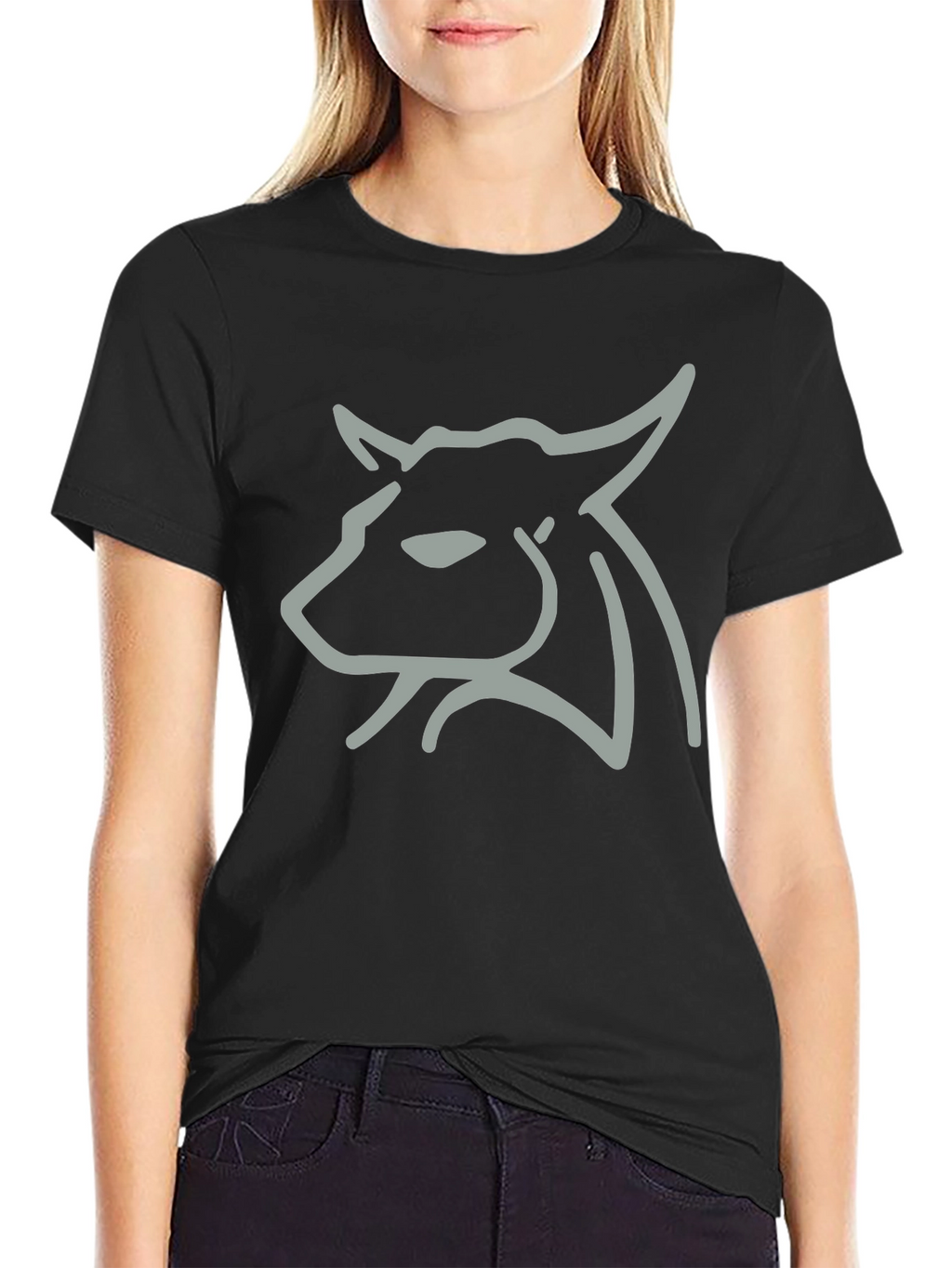 Minimalist Bull Graphic Tee - Black