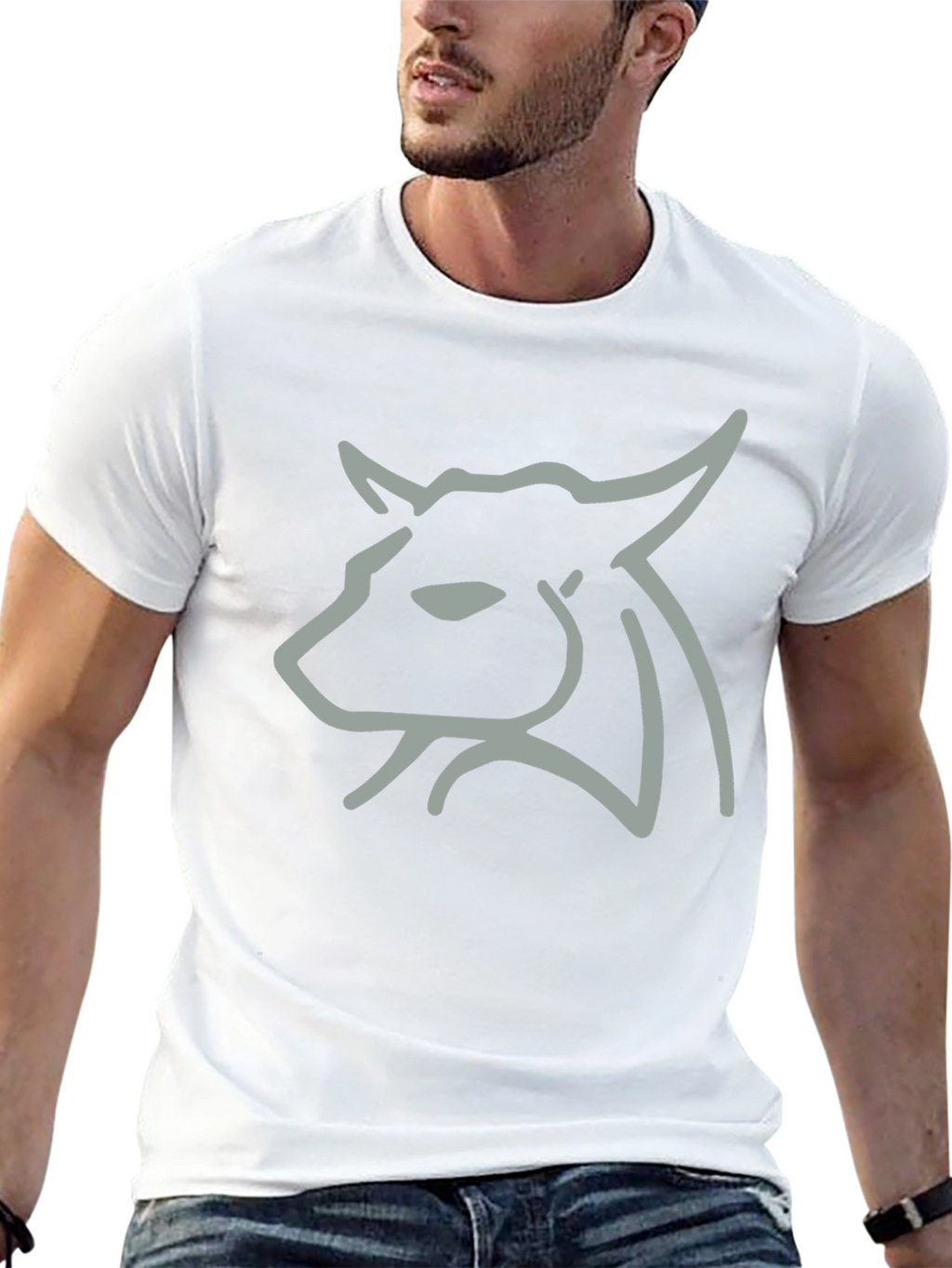 Minimalist Bull Graphic Tee - Black
