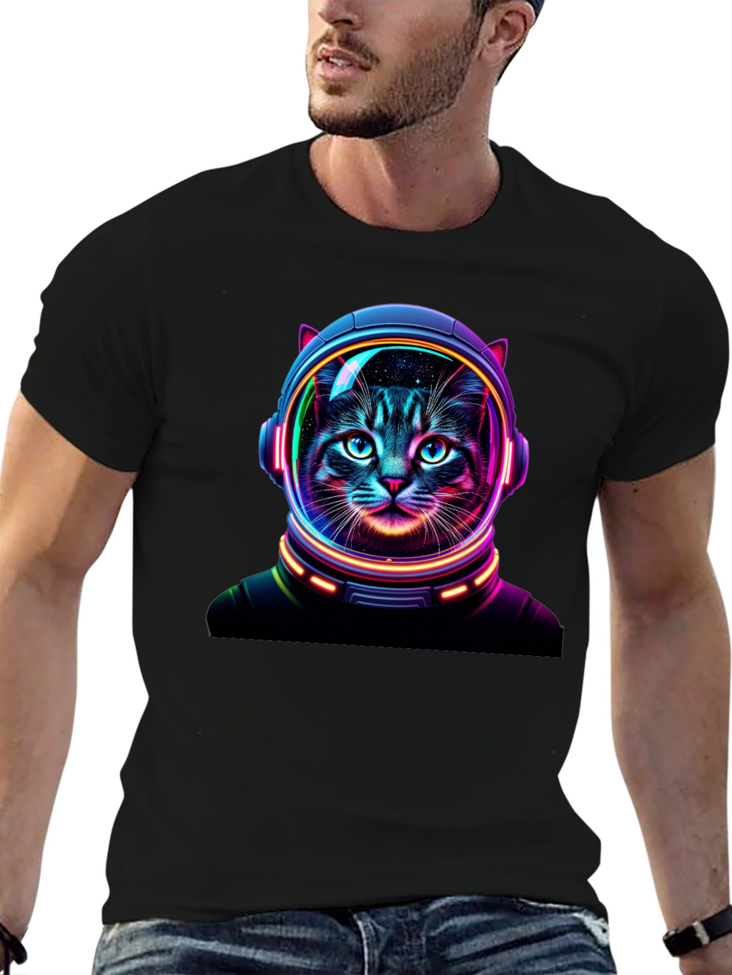 Cosmic Cat T-Shirt - Astronaut Feline Design