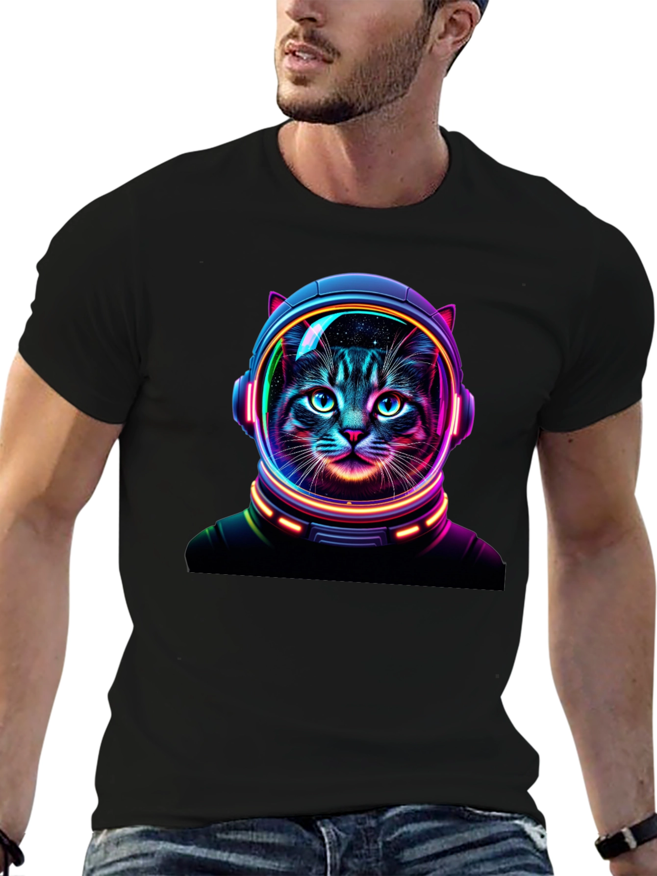 Cosmic Cat T-Shirt - Astronaut Feline Design