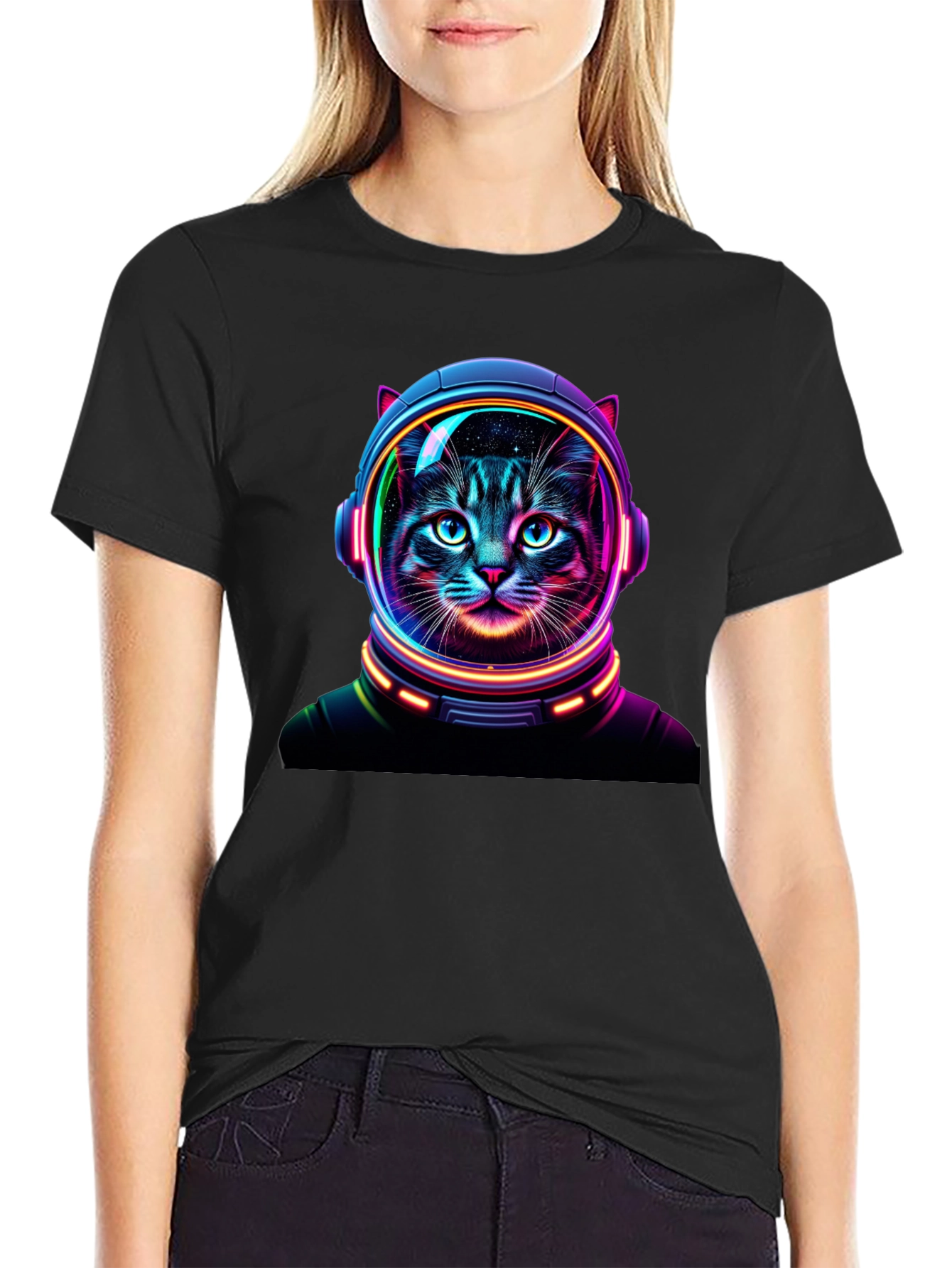 Cosmic Cat T-Shirt - Astronaut Feline Design