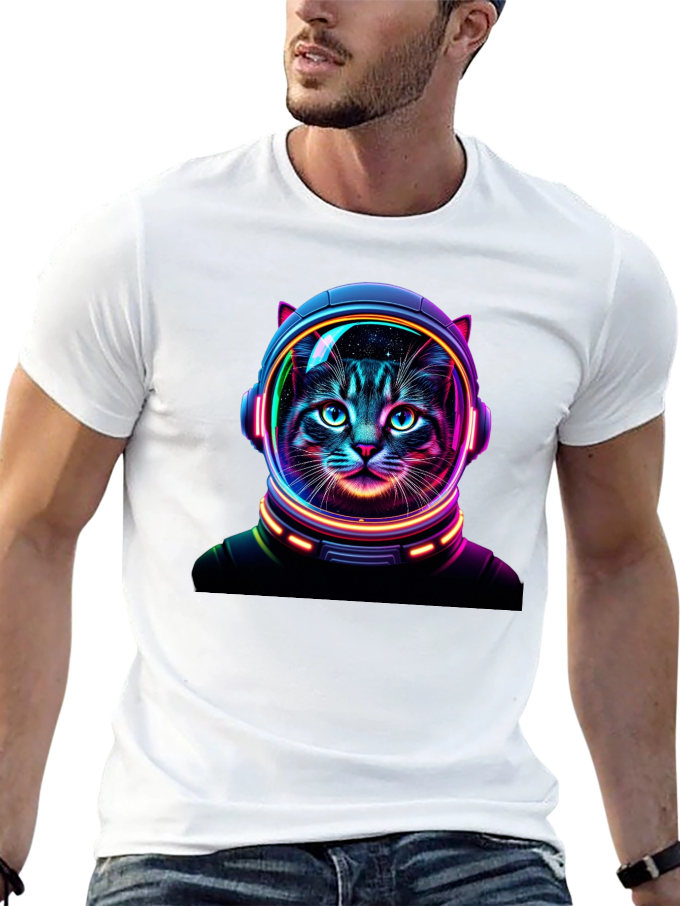 Cosmic Cat T-Shirt - Astronaut Feline Design