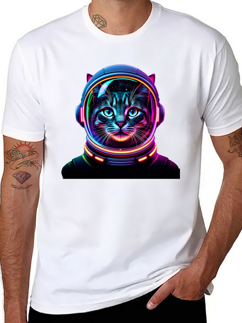 Cosmic Cat T-Shirt - Astronaut Feline Design