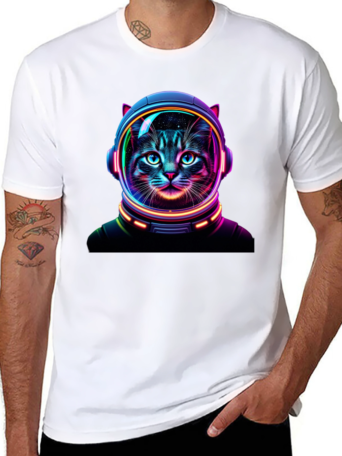 Cosmic Cat T-Shirt - Astronaut Feline Design