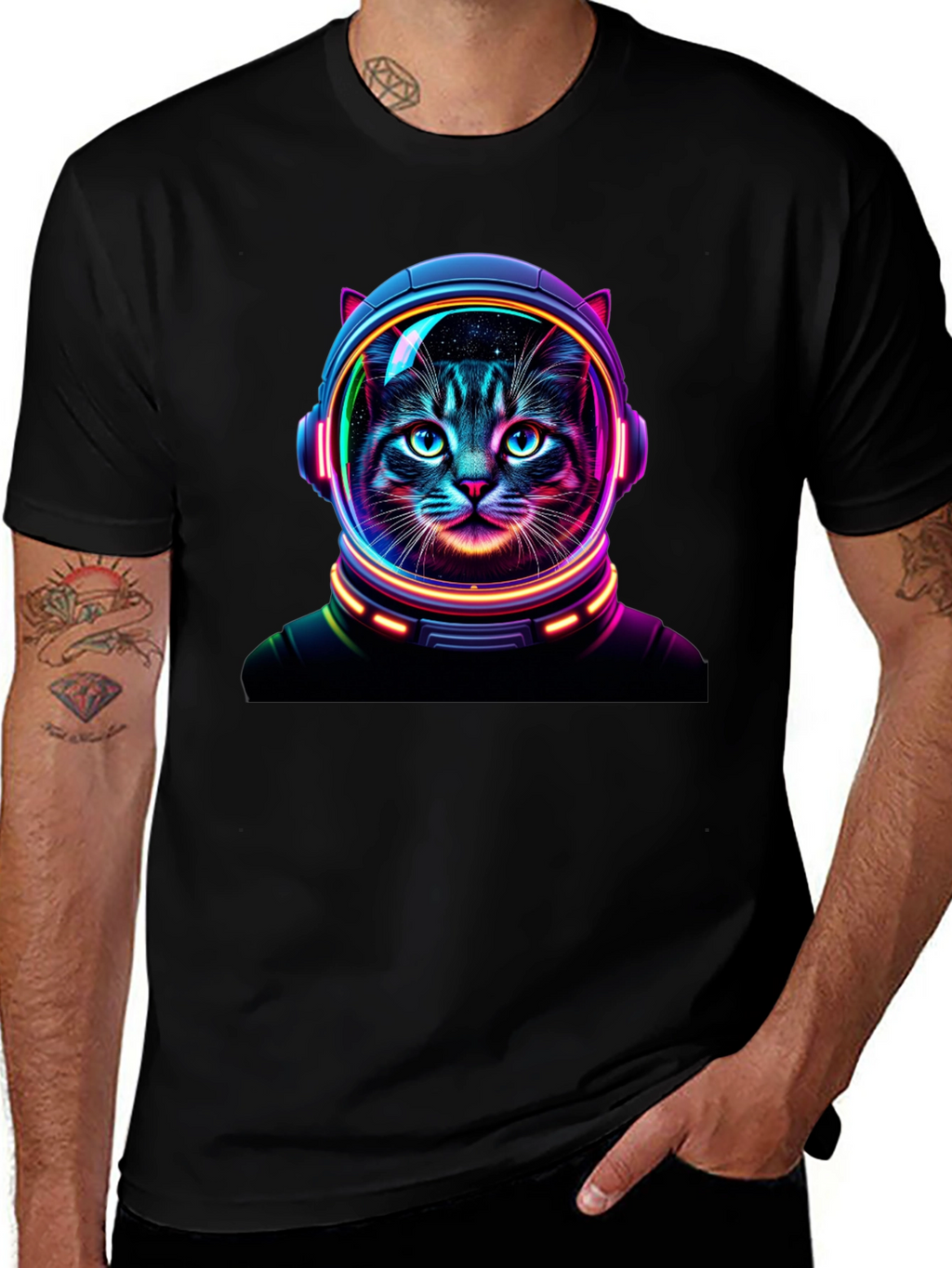 Cosmic Cat T-Shirt - Astronaut Feline Design
