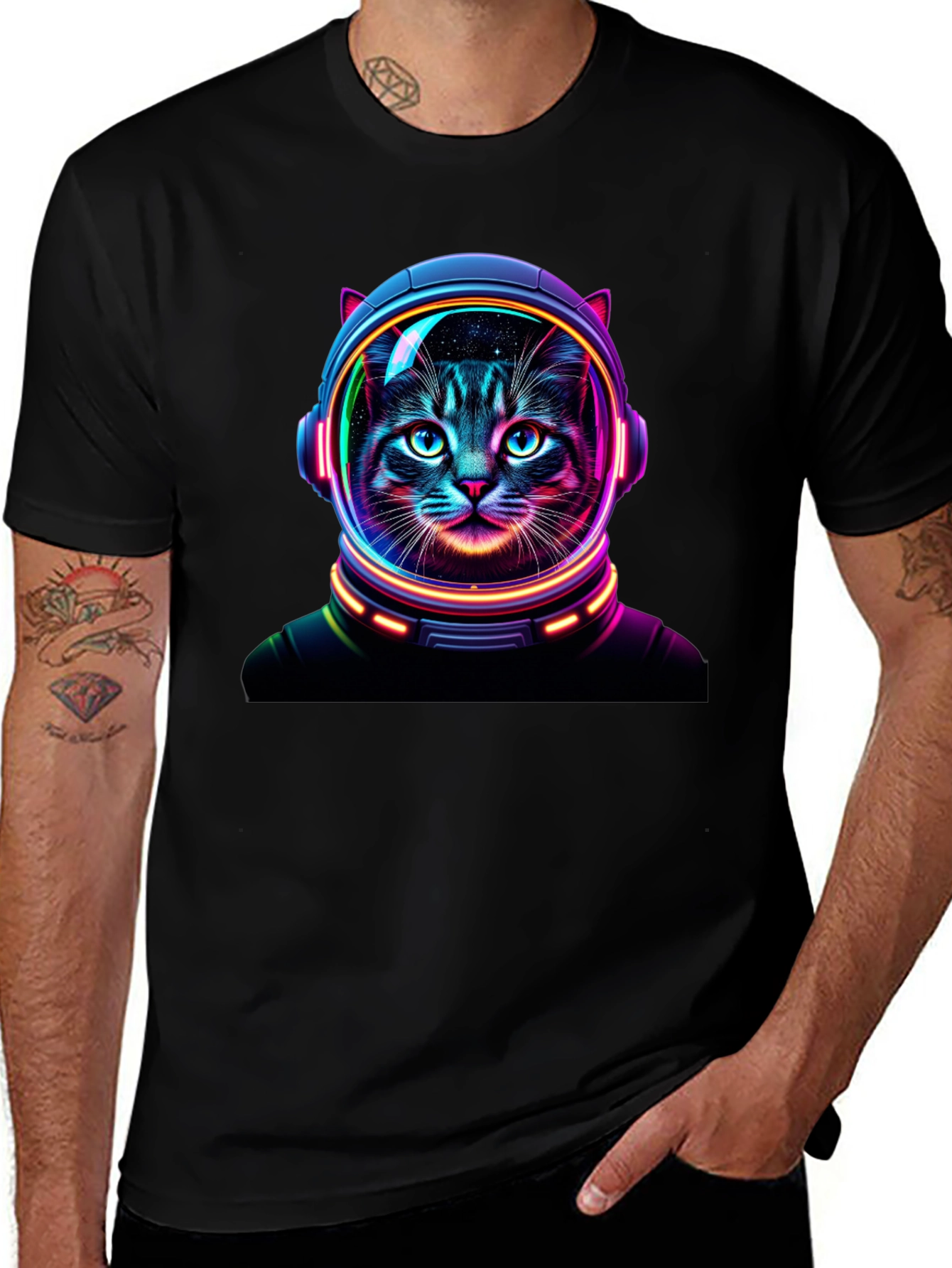 Cosmic Cat T-Shirt - Astronaut Feline Design