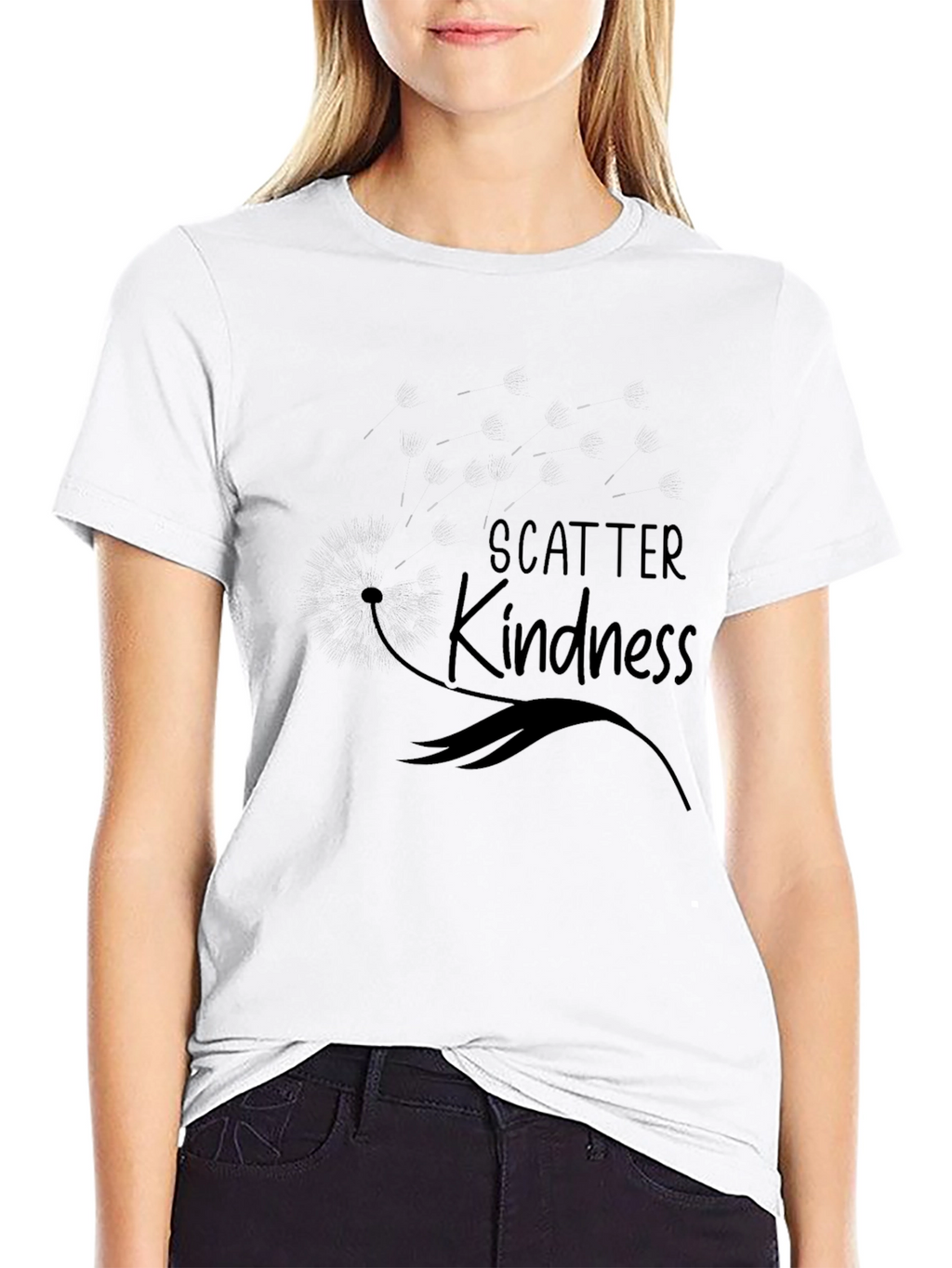 Scatter Kindness Graphic Tee - Black Cotton Blend