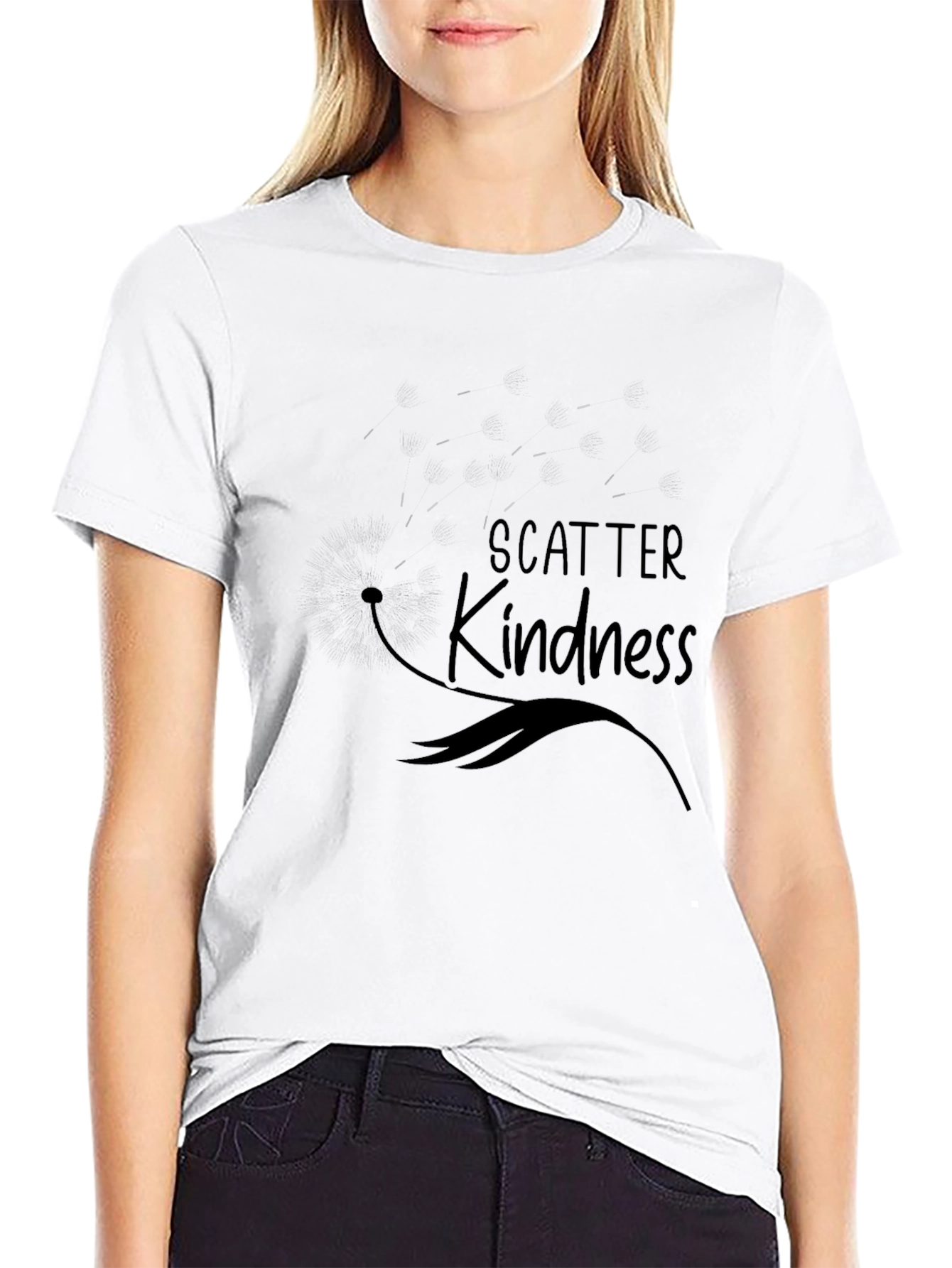 Scatter Kindness Graphic Tee - Black Cotton Blend