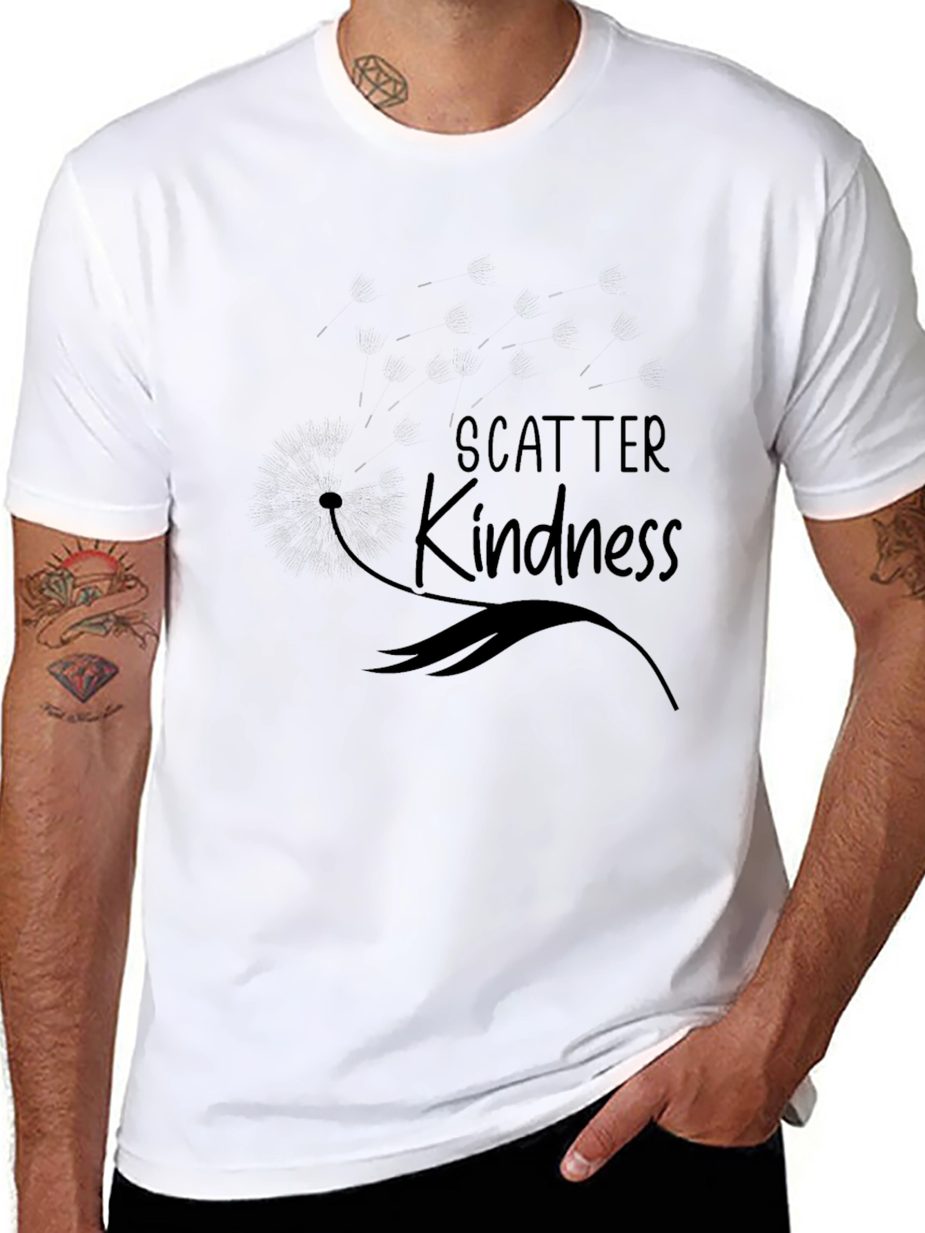 Scatter Kindness Graphic Tee - Black Cotton Blend