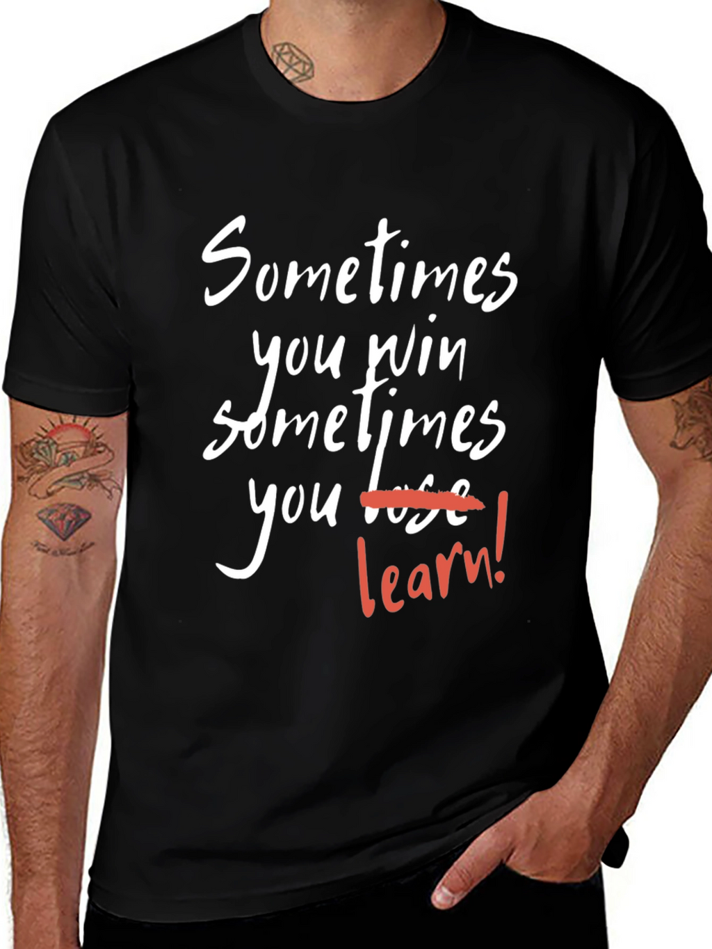 Motivational T-Shirt: Win or Learn - Black