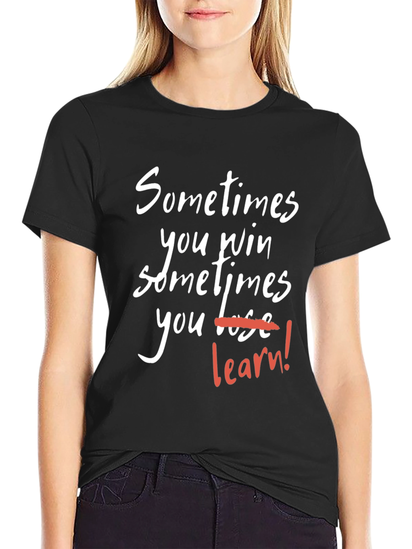 Motivational T-Shirt: Win or Learn - Black
