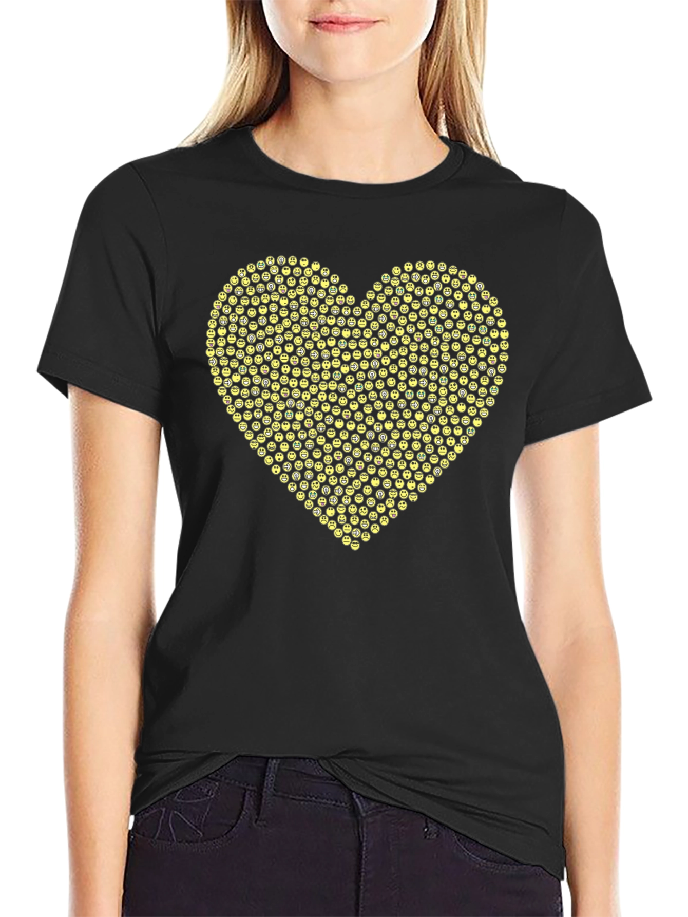 Emoji Heart Graphic Black Tee