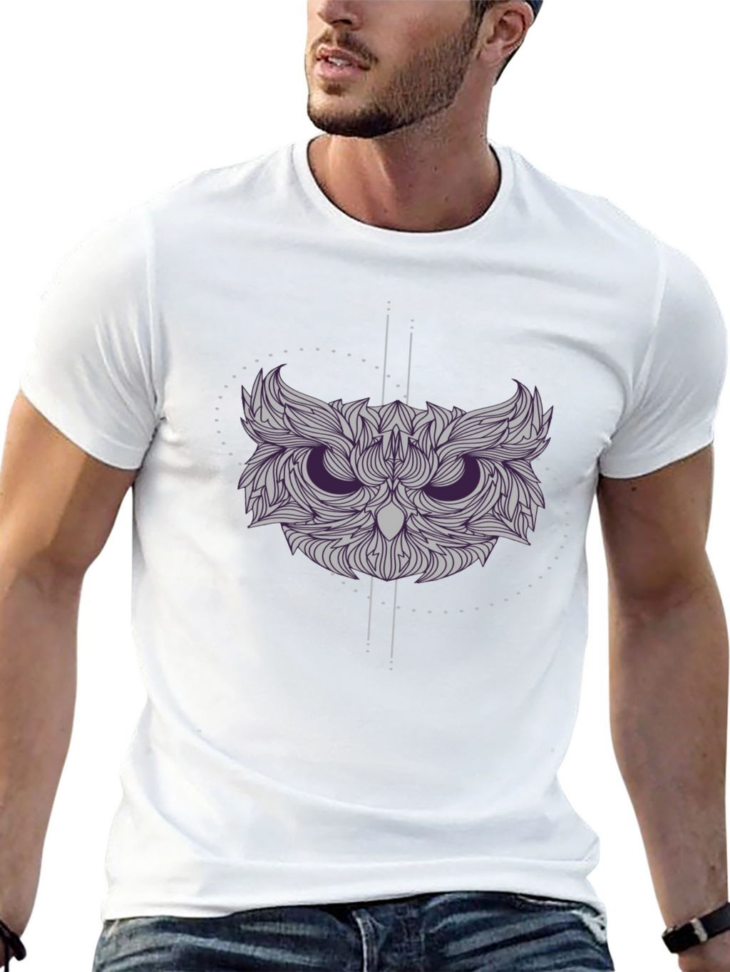 Geometric Owl Graphic Tee - Stylish Black T-Shirt