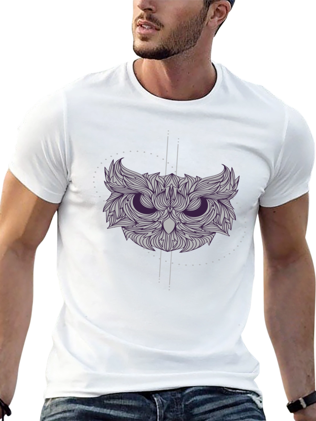 Geometric Owl Graphic Tee - Stylish Black T-Shirt