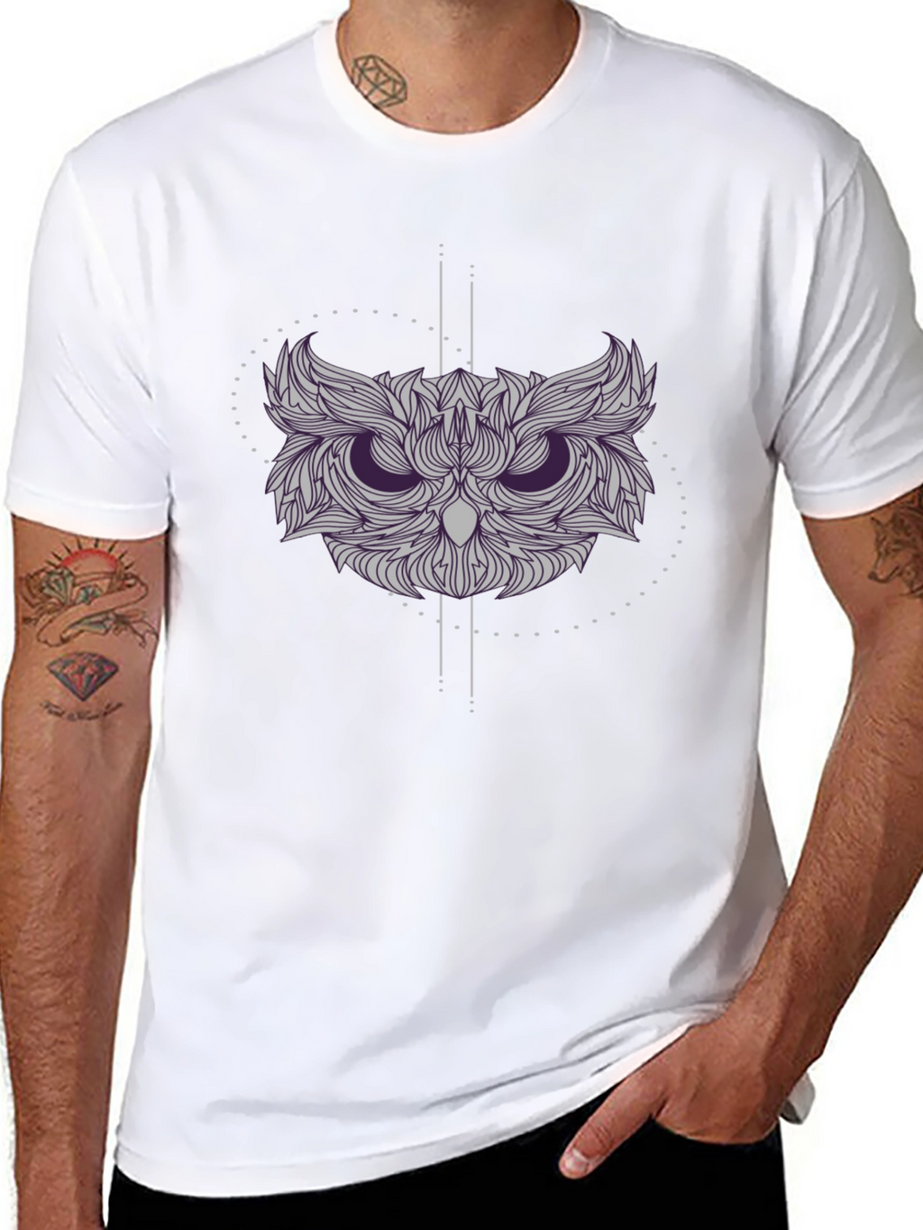 Geometric Owl Graphic Tee - Stylish Black T-Shirt