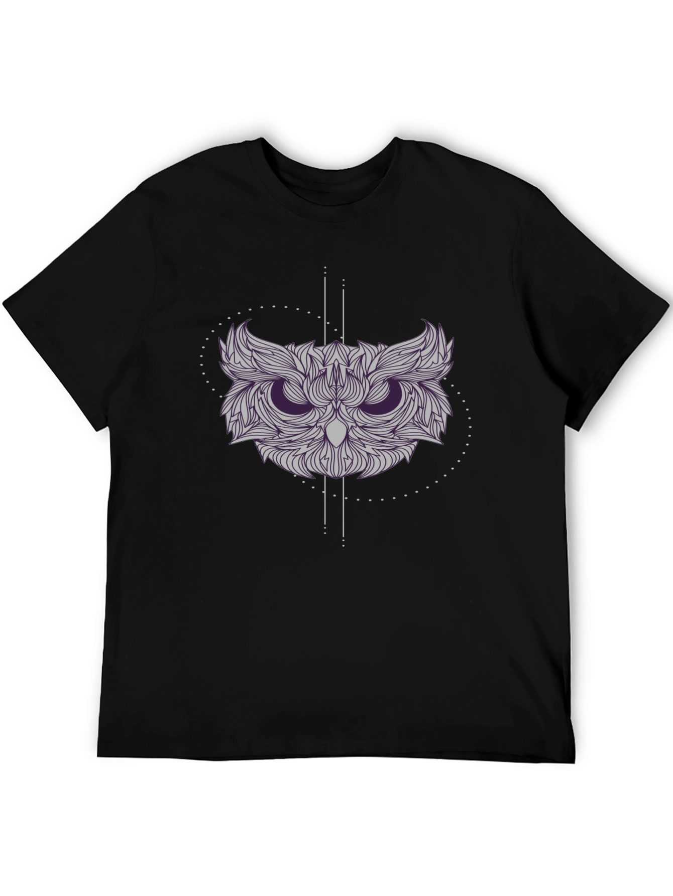 Geometric Owl Graphic Tee - Stylish Black T-Shirt