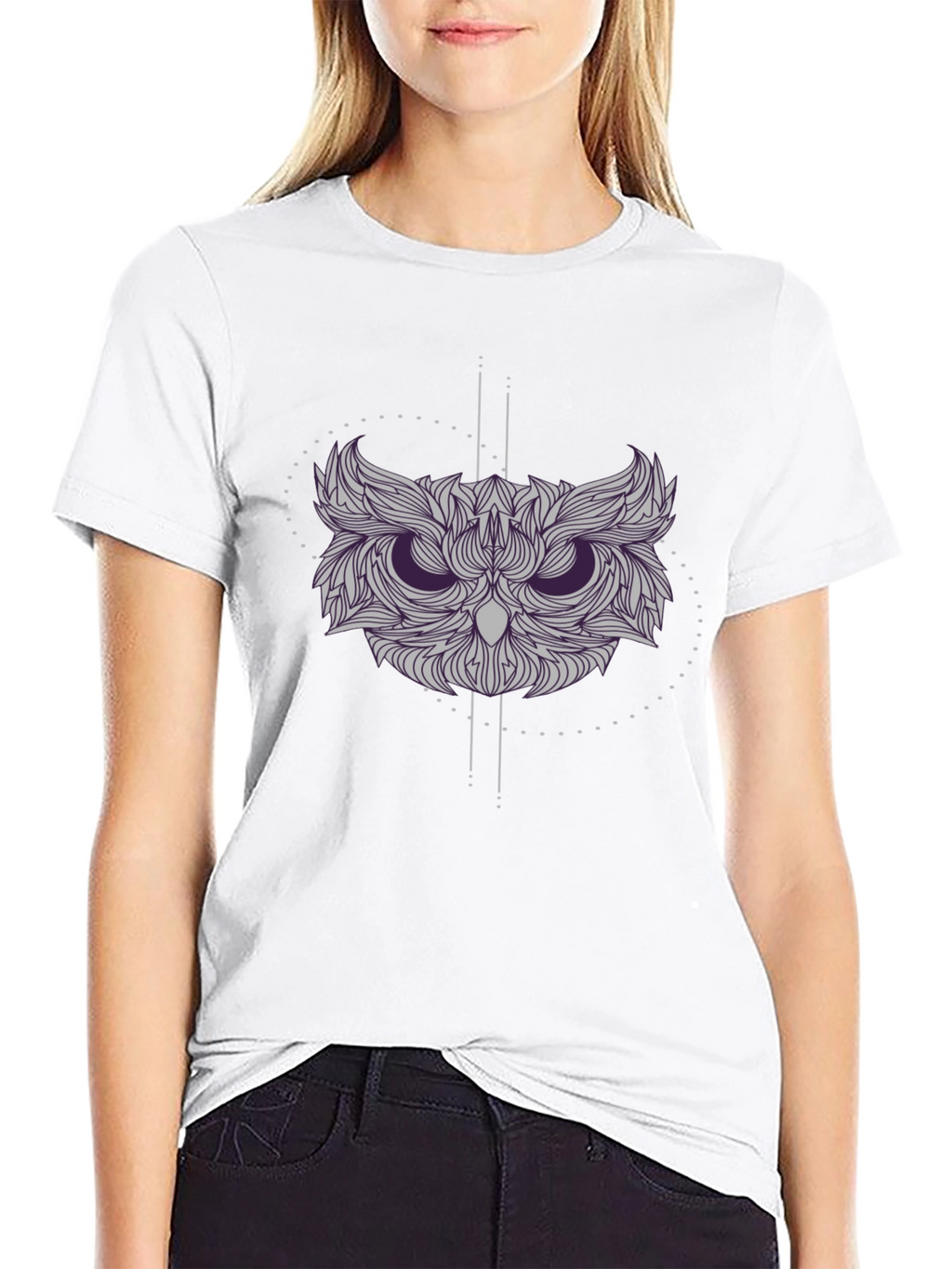 Geometric Owl Graphic Tee - Stylish Black T-Shirt