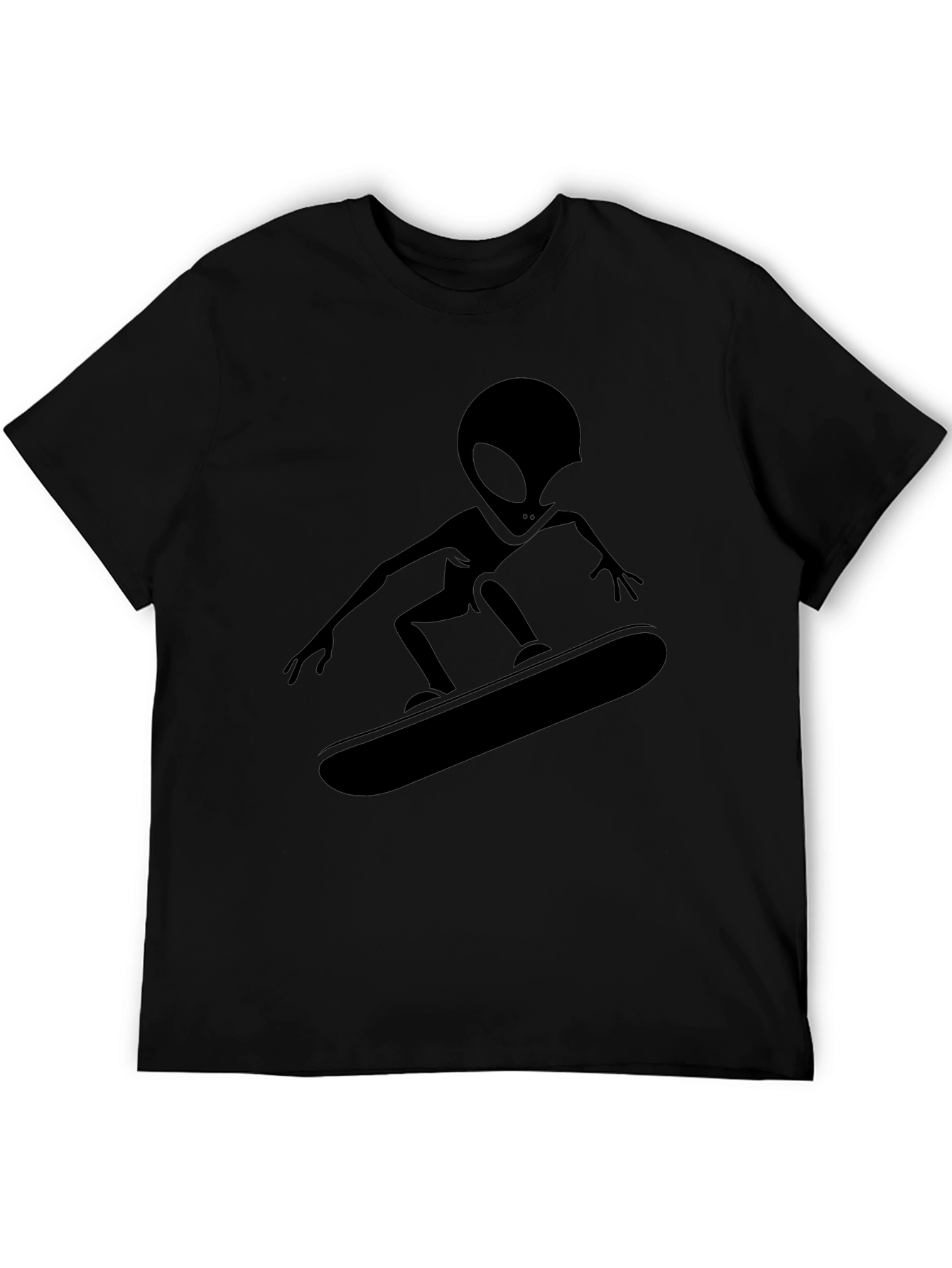 Alien Skateboarder Black T-Shirt