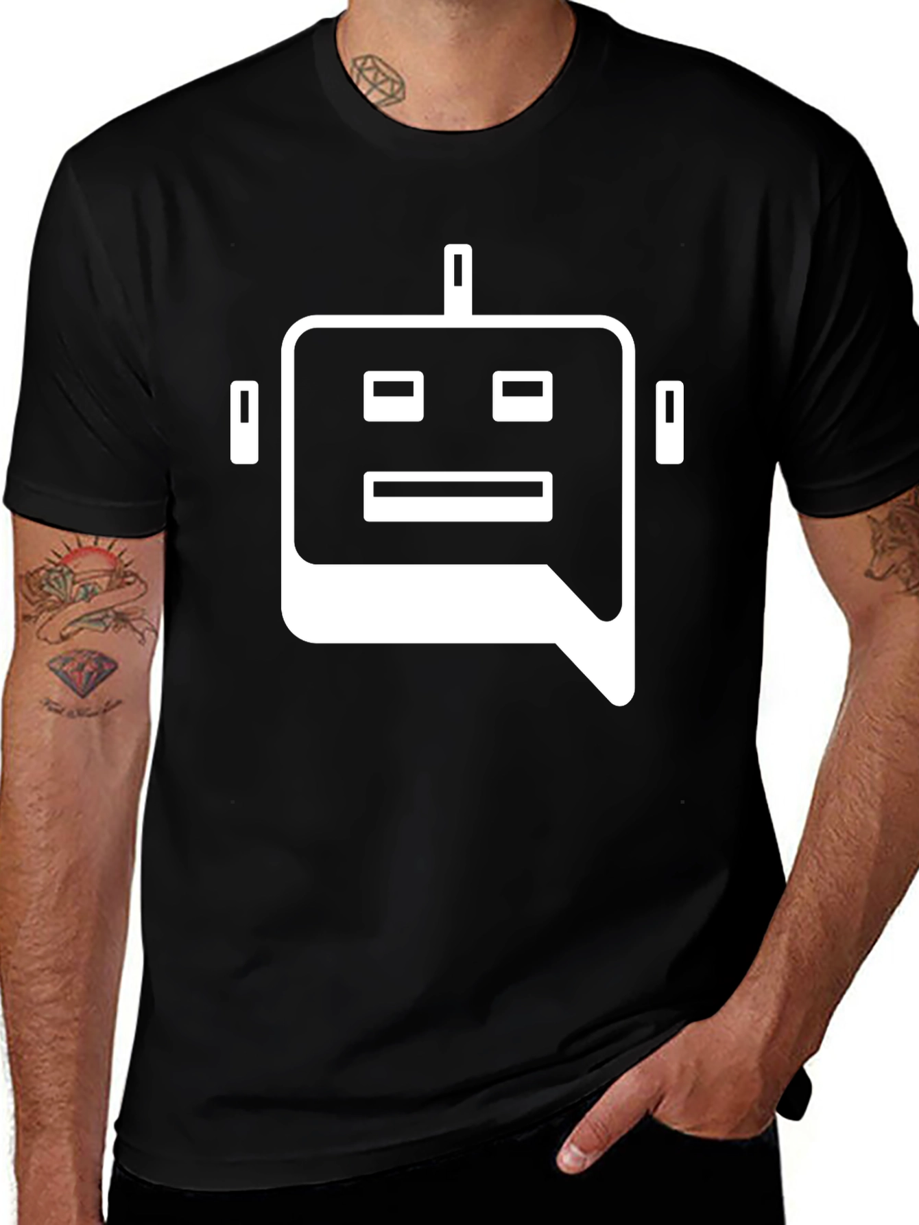 Robot Head Graphic Tee - Black