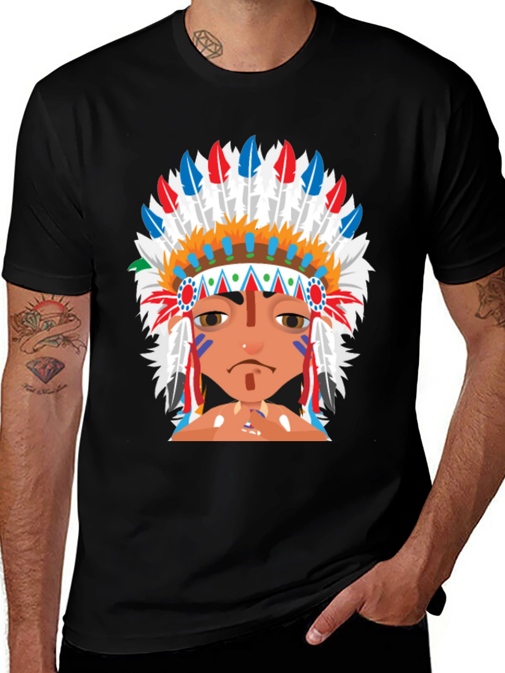 Native American Headdress Graphic T-Shirt