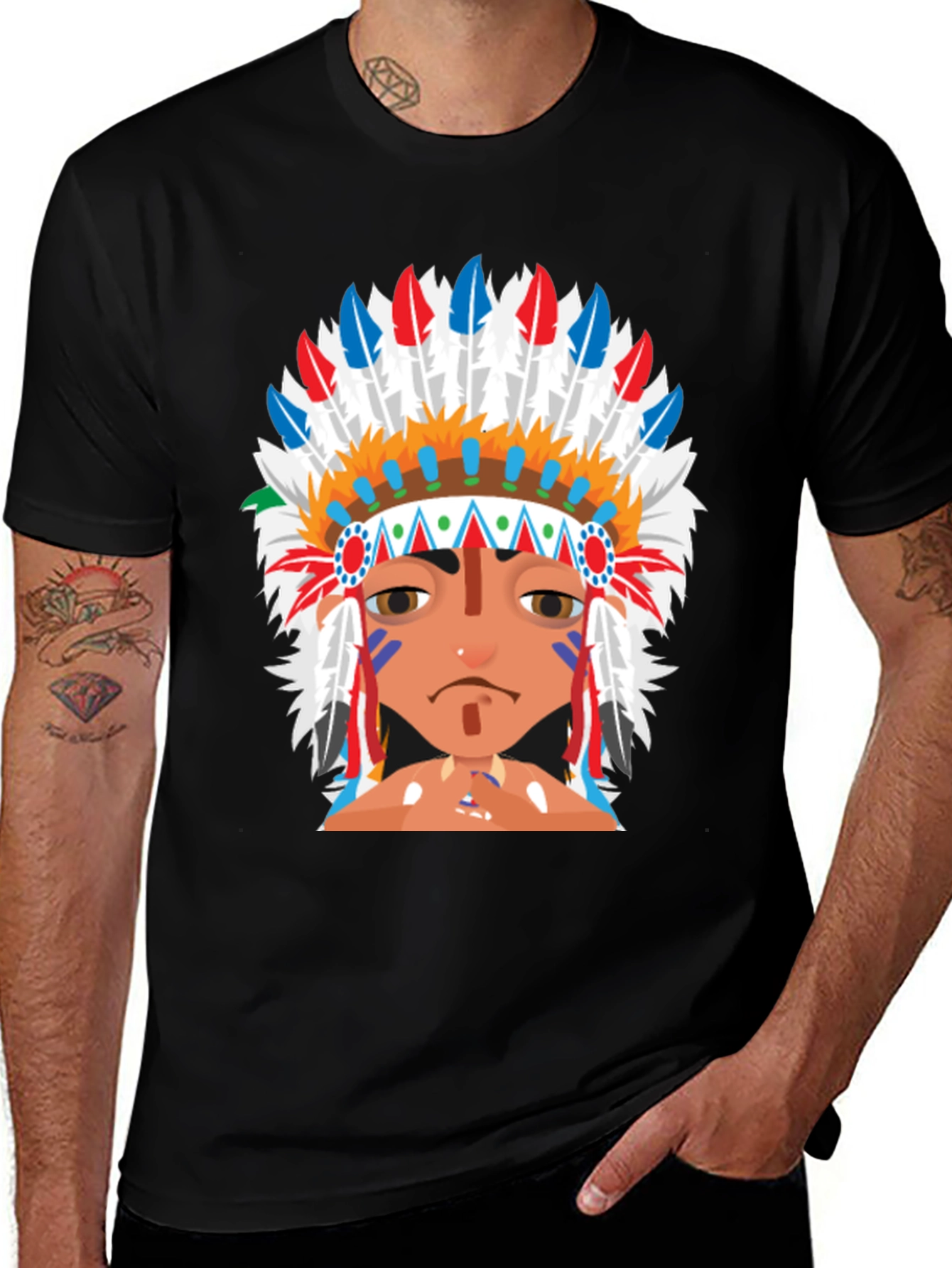 Native American Headdress Graphic T-Shirt