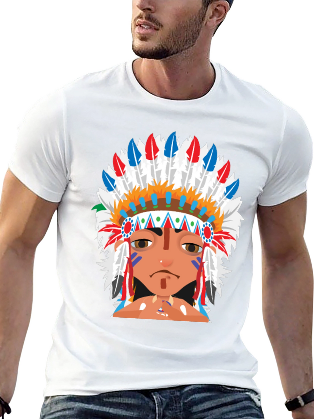 Native American Headdress Graphic T-Shirt