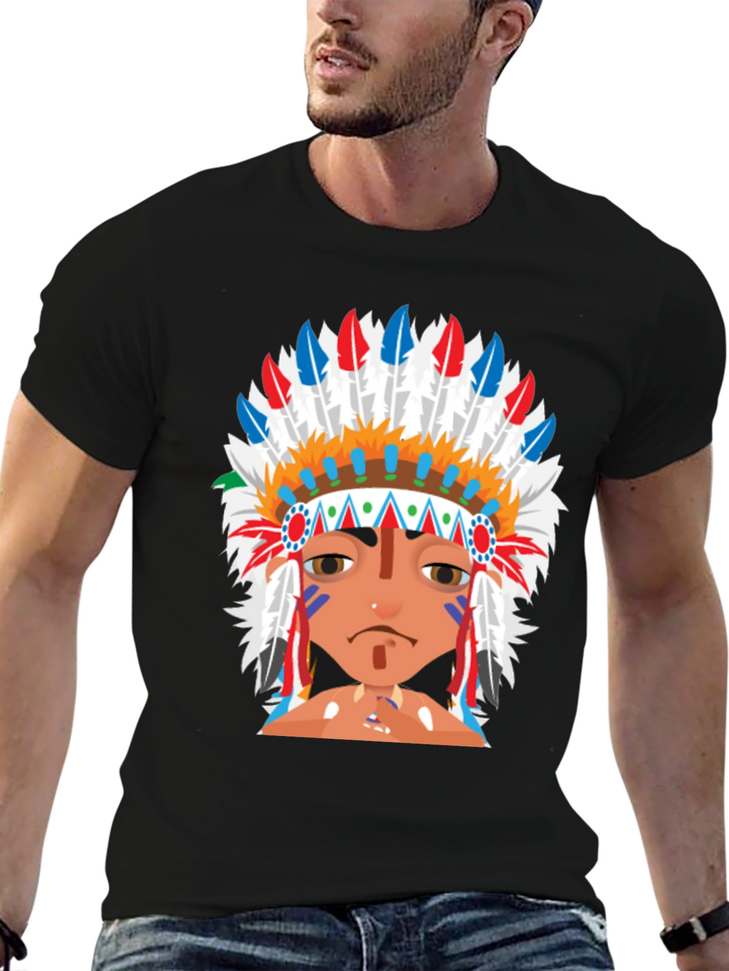 Native American Headdress Graphic T-Shirt