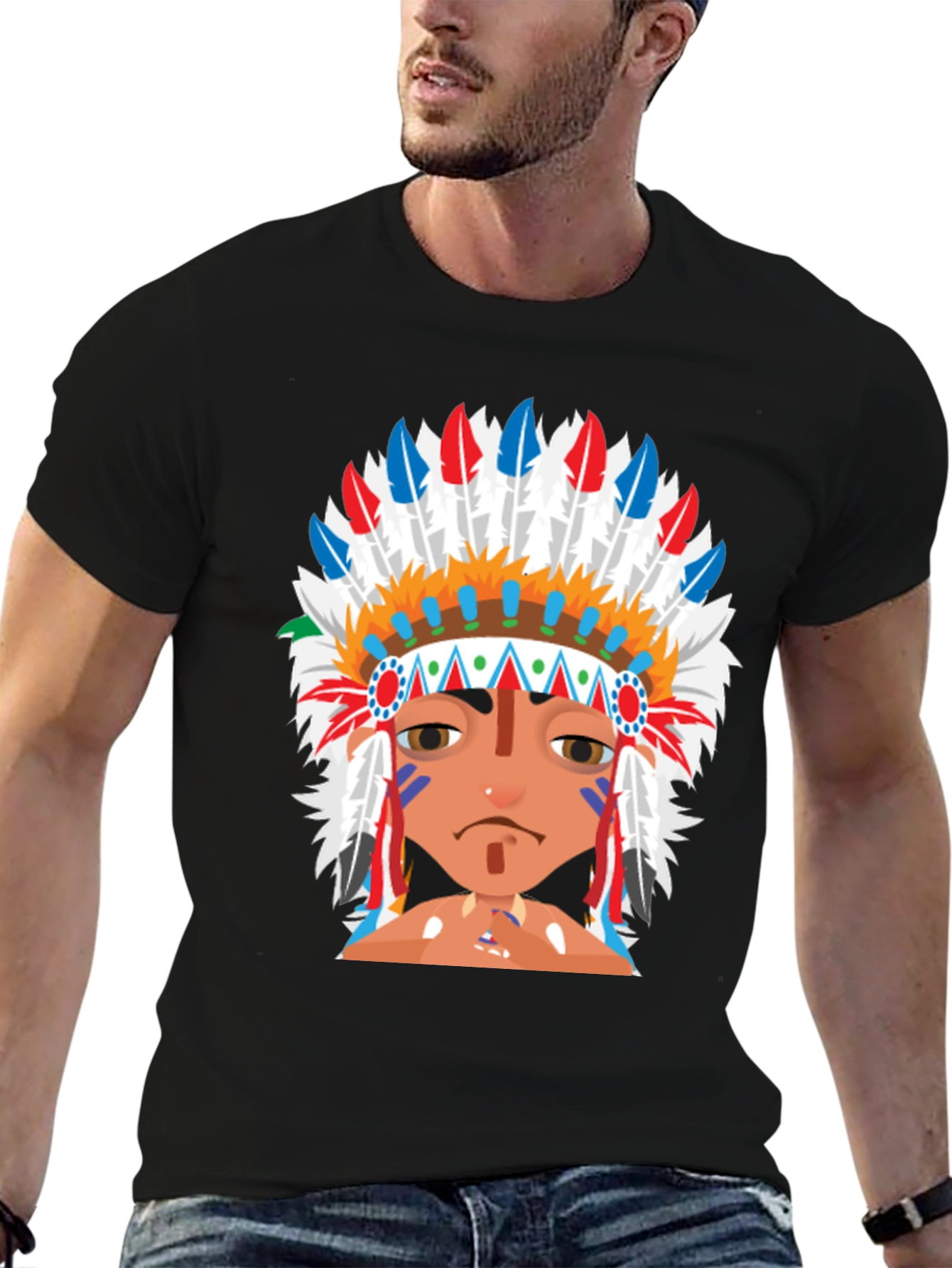 Native American Headdress Graphic T-Shirt