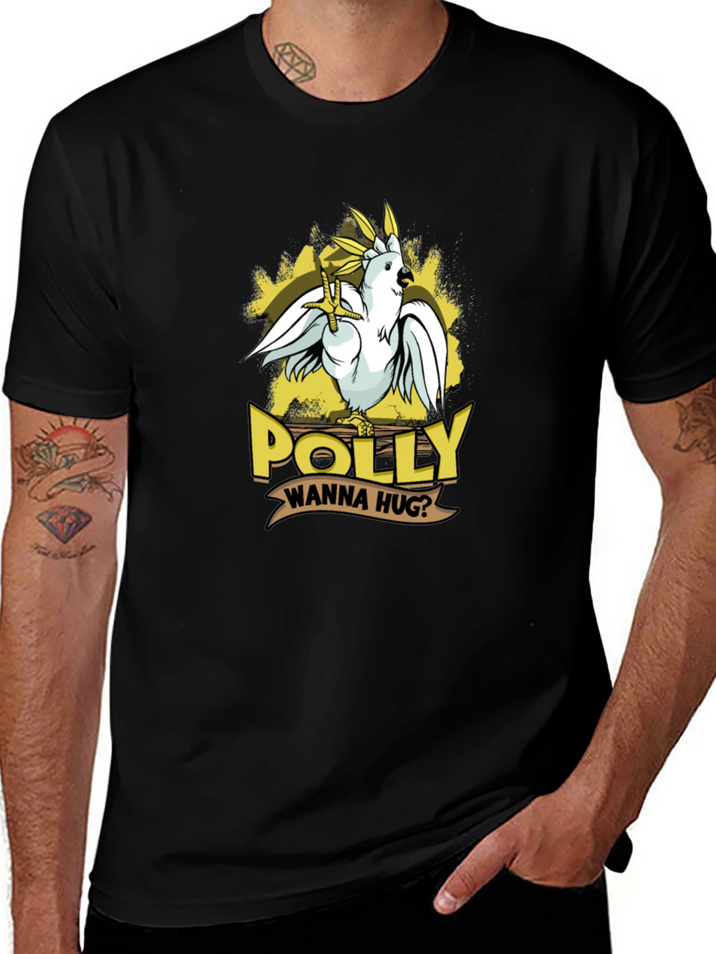 Polly Wanna Hug T-Shirt - Cute Parrot Graphic Tee