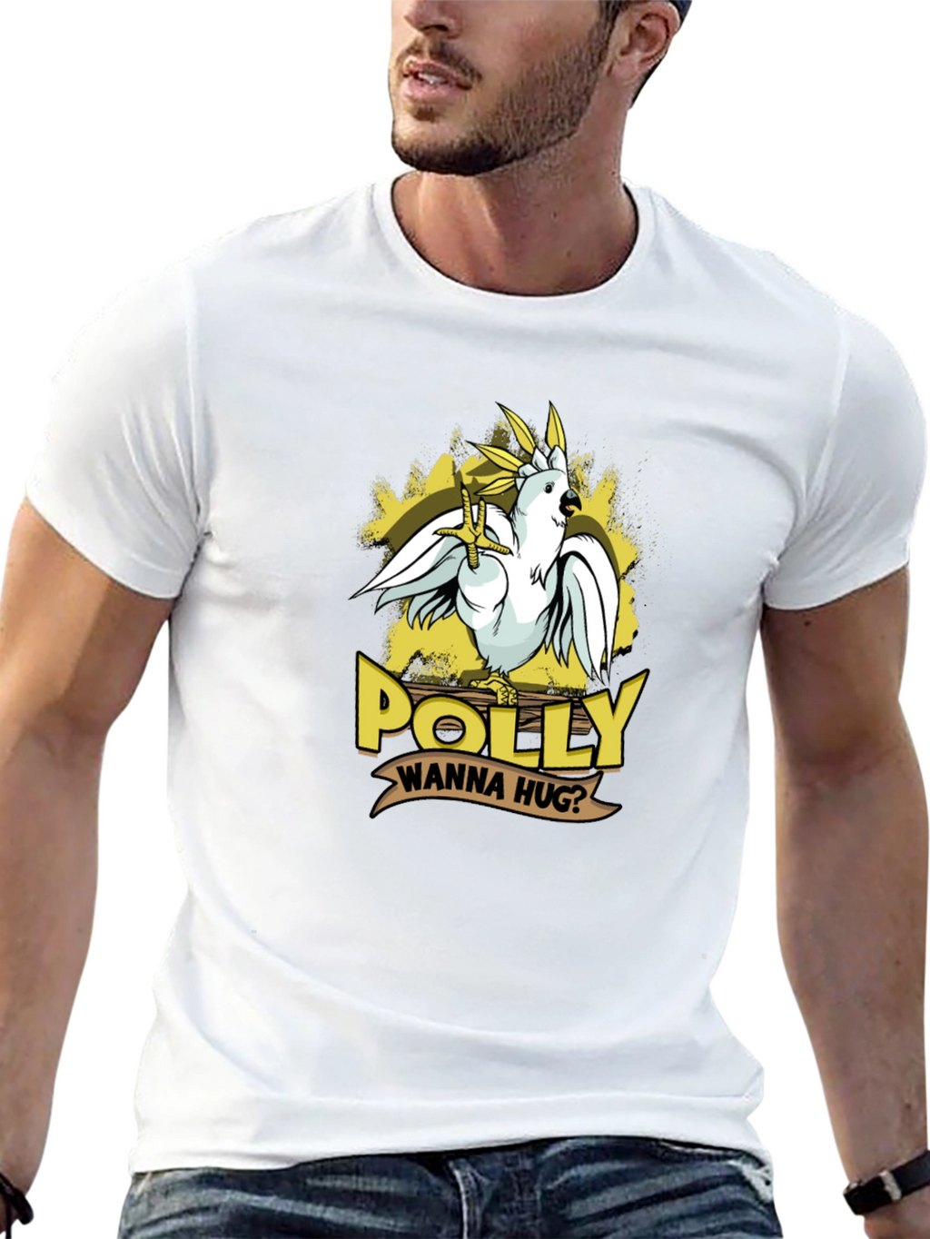 Polly Wanna Hug T-Shirt - Cute Parrot Graphic Tee
