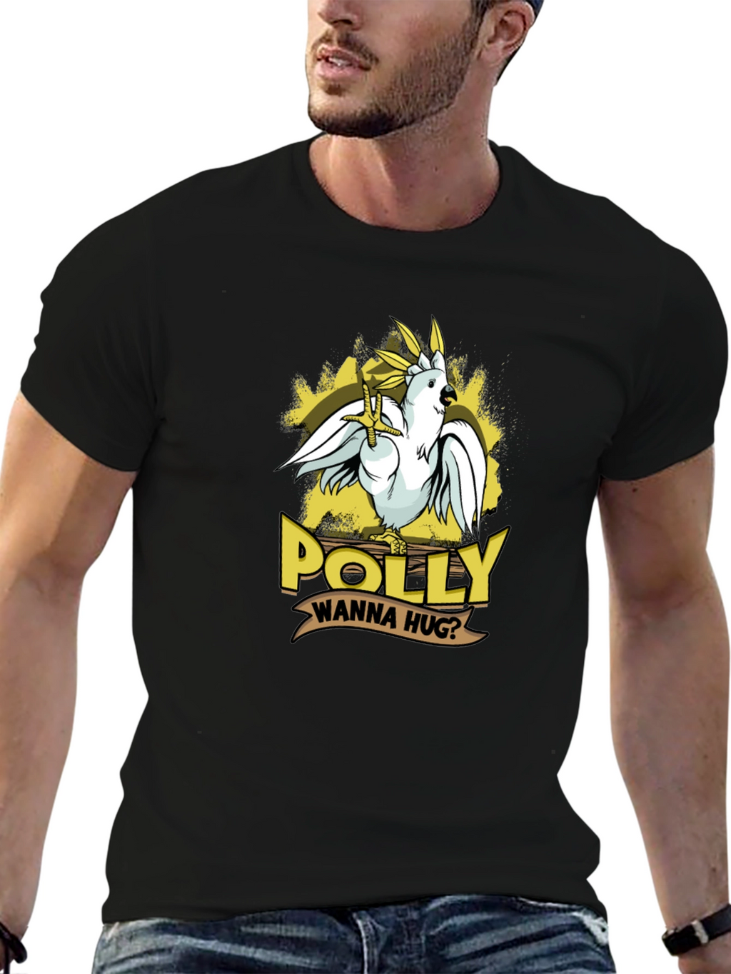 Polly Wanna Hug T-Shirt - Cute Parrot Graphic Tee