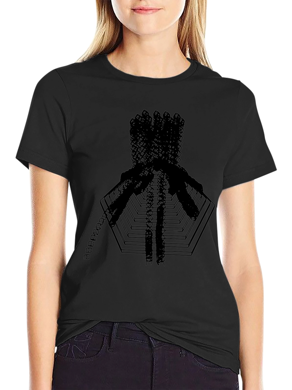 Abstract Geometric Graphic Print Black T-Shirt