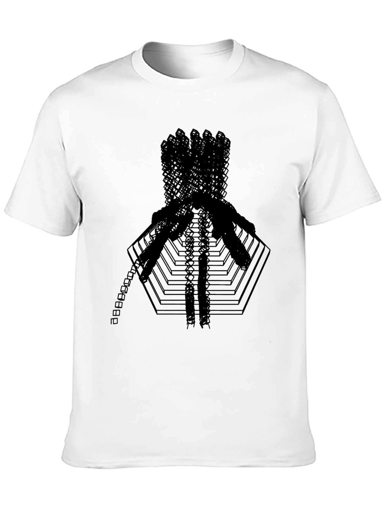 Abstract Geometric Graphic Print Black T-Shirt