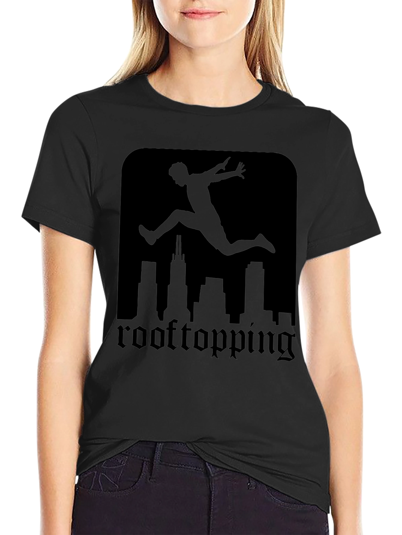 Rooftopping Silhouette Graphic Tee - Urban Style