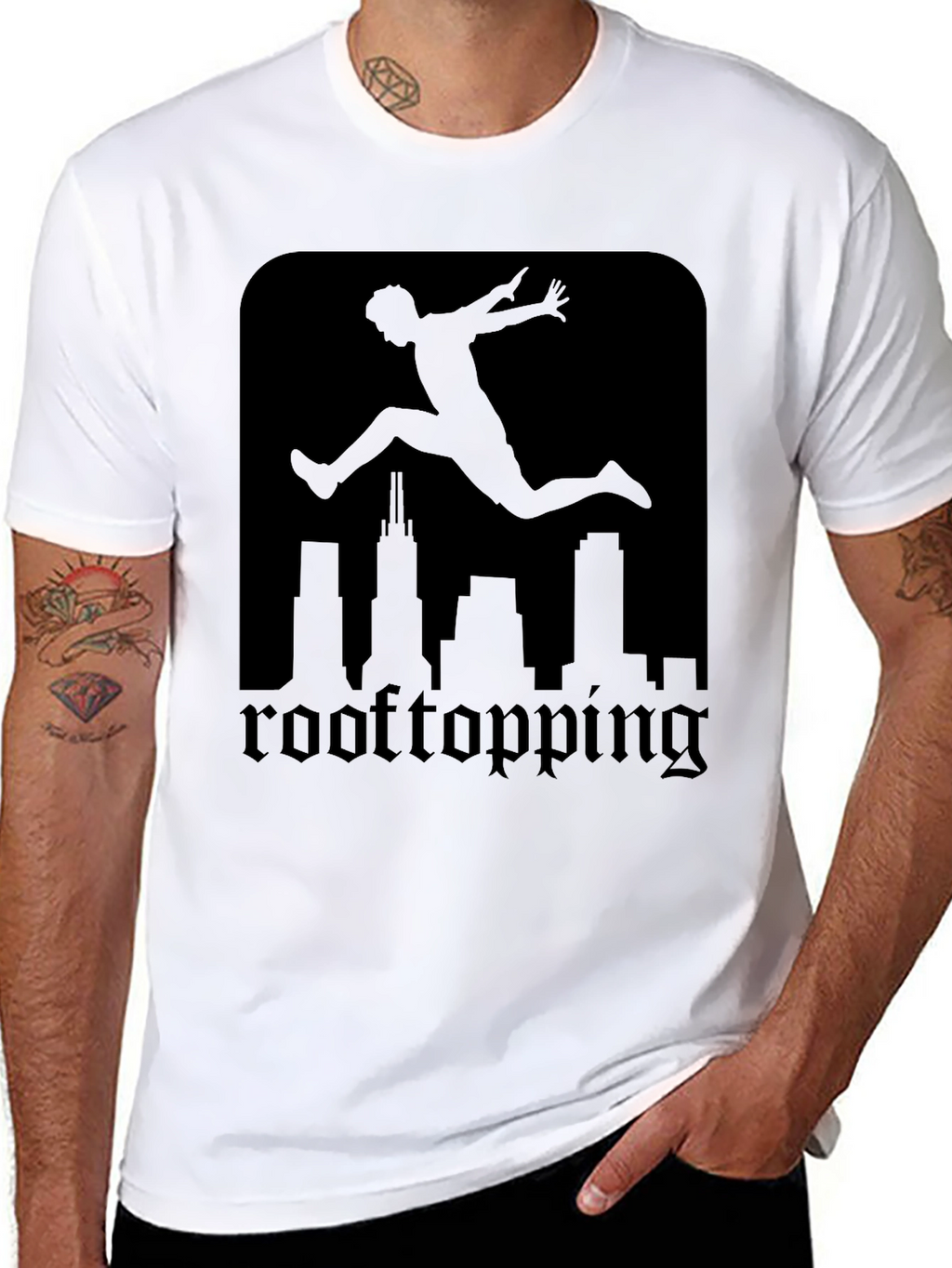 Rooftopping Silhouette Graphic Tee - Urban Style