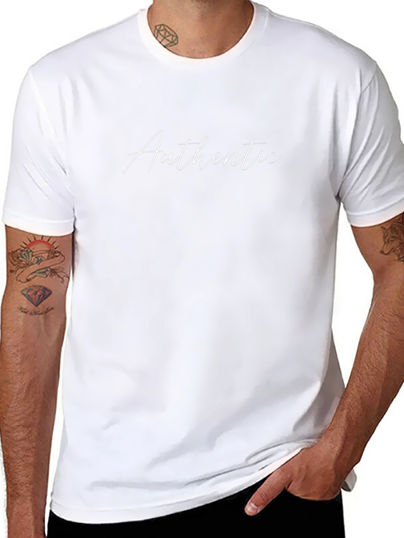 Authentic Script Black T-Shirt - Mens
