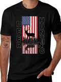 Deer Hunting American Flag T-Shirt