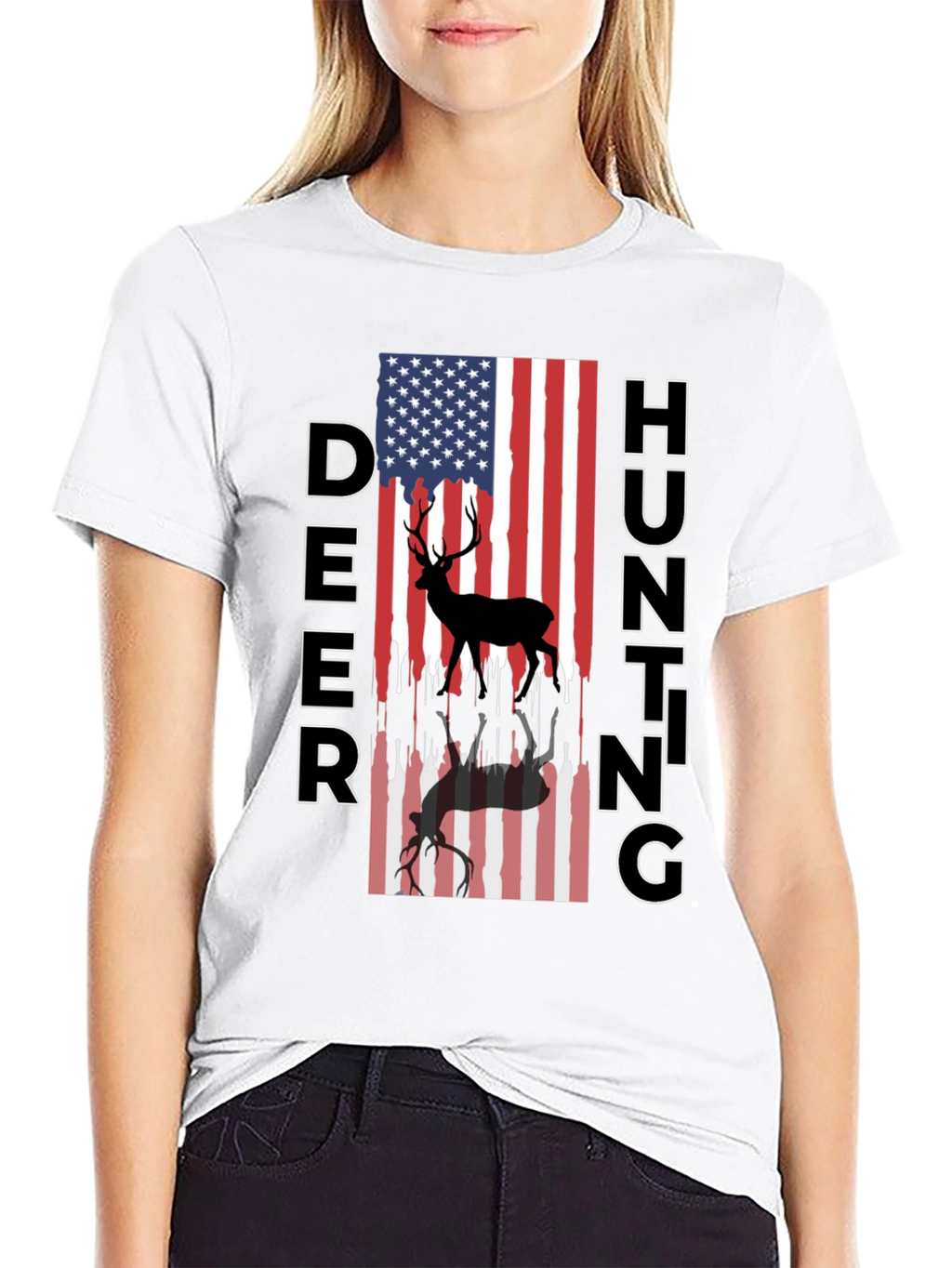 Deer Hunting American Flag T-Shirt