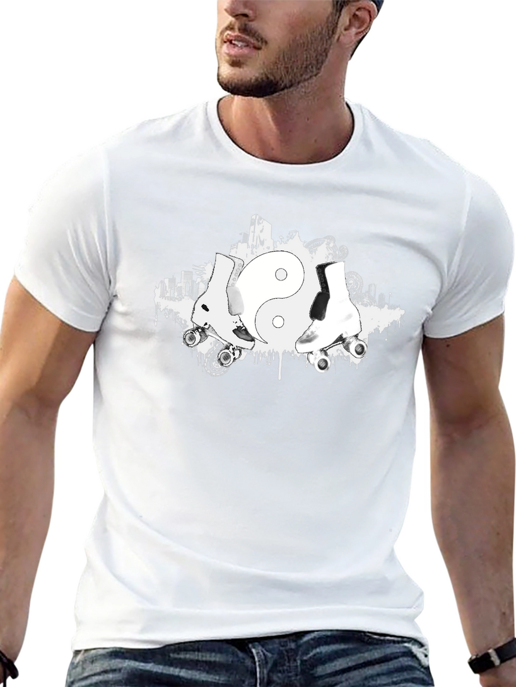 Yin Yang Roller Skate Graphic T-Shirt