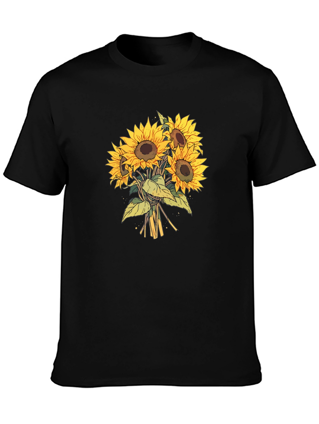 Sunflower Bouquet Graphic Tee - Black Cotton