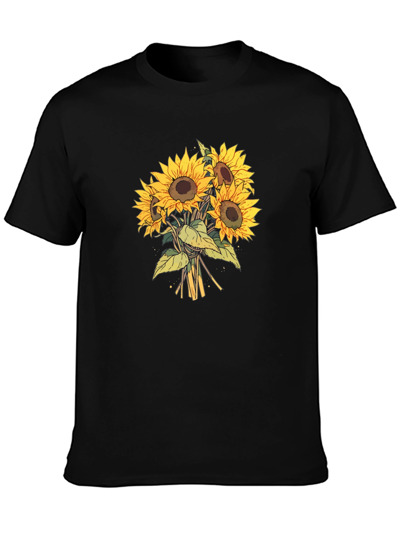 Sunflower Bouquet Graphic Tee - Black Cotton