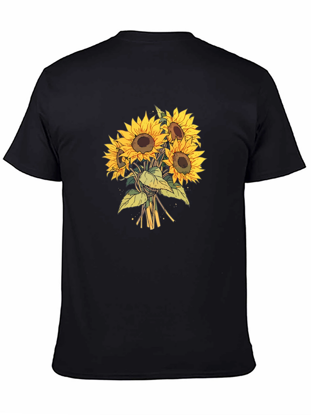 Sunflower Bouquet Graphic Tee - Black Cotton