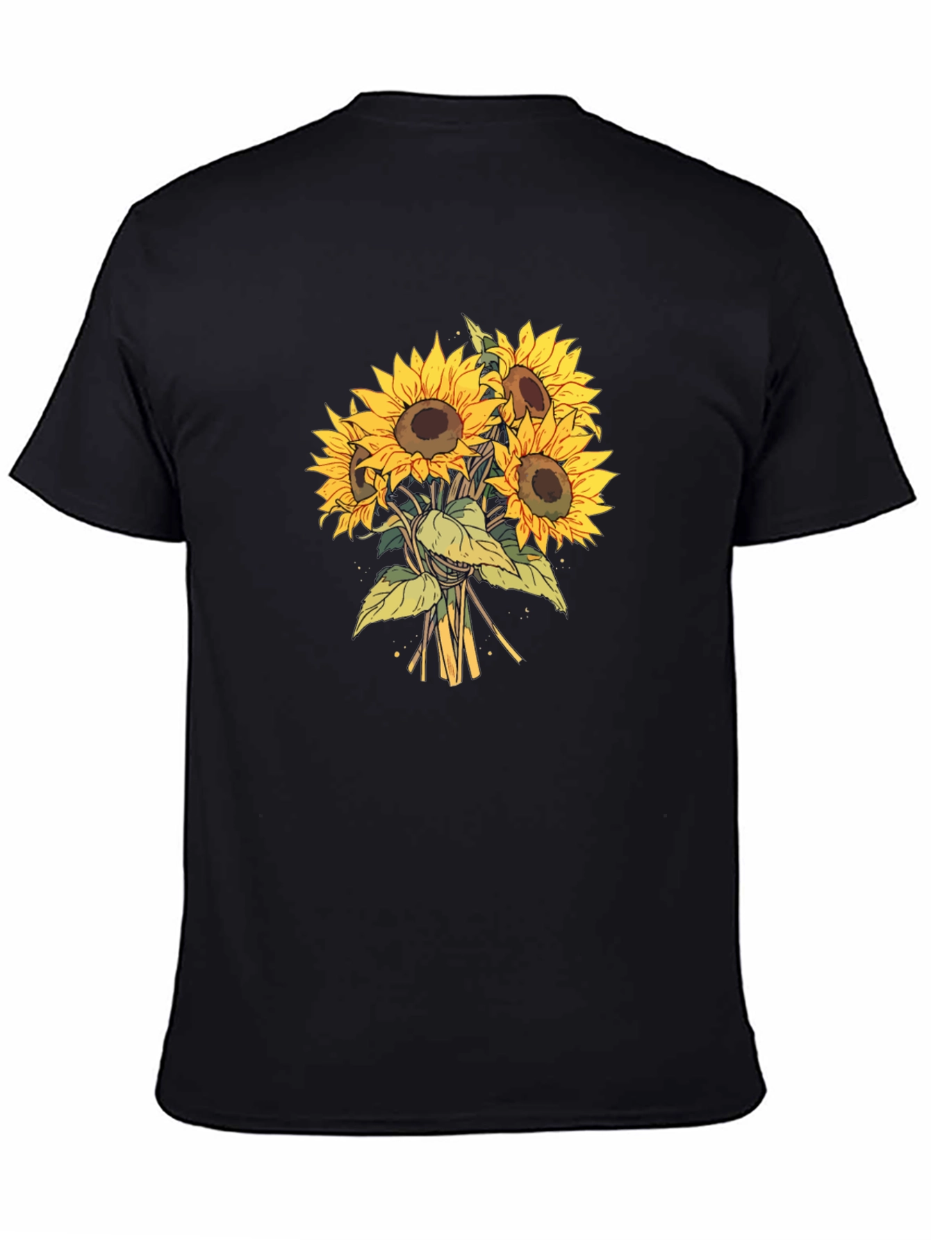 Sunflower Bouquet Graphic Tee - Black Cotton