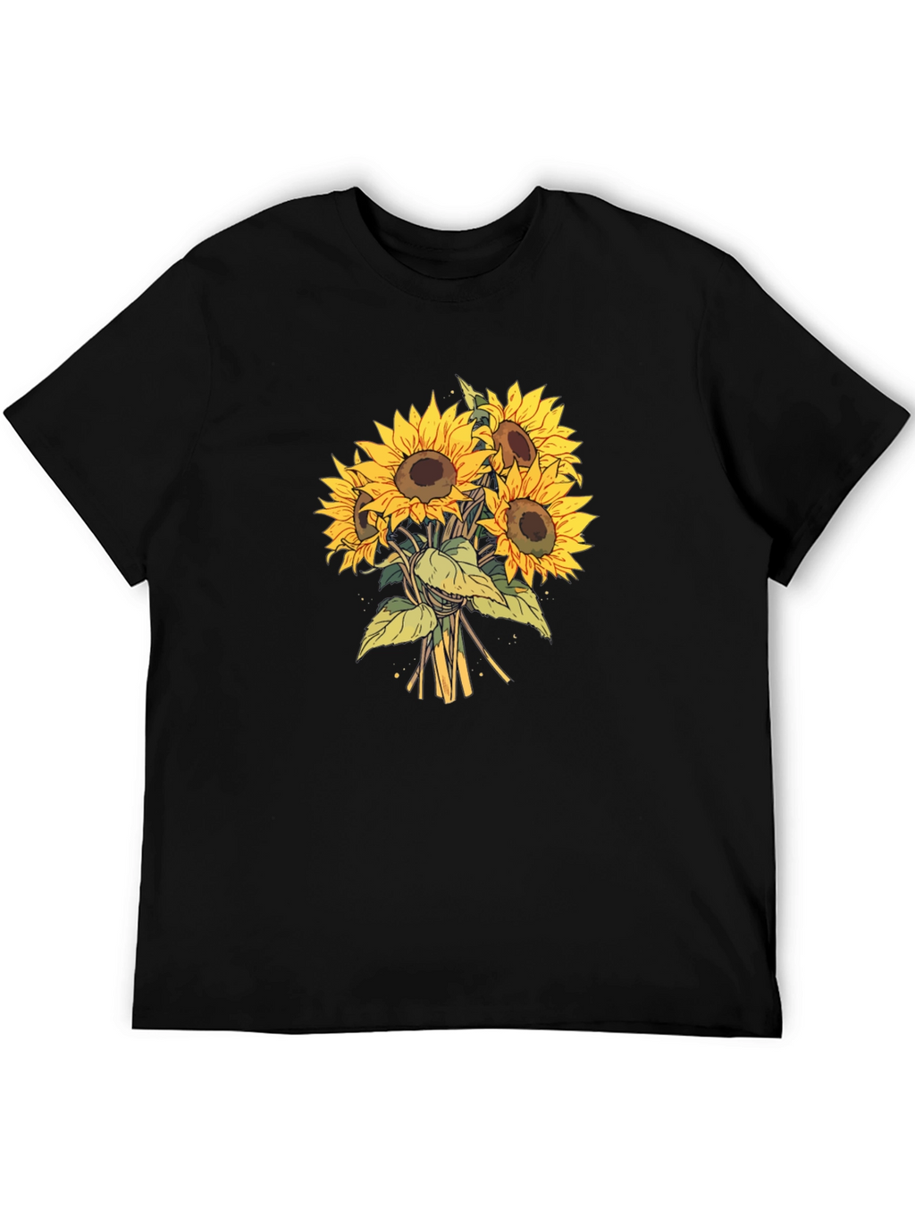 Sunflower Bouquet Graphic Tee - Black Cotton