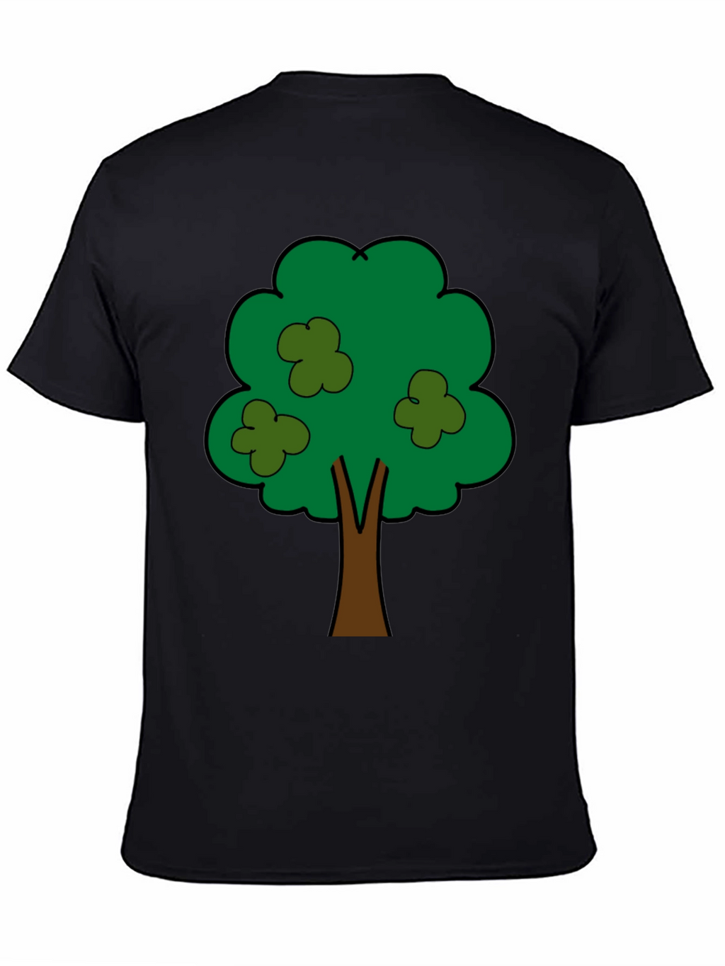 Cartoon Tree Graphic Tee - Unisex Black T-Shirt