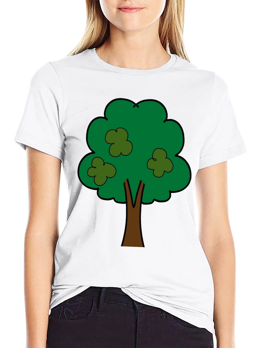 Cartoon Tree Graphic Tee - Unisex Black T-Shirt