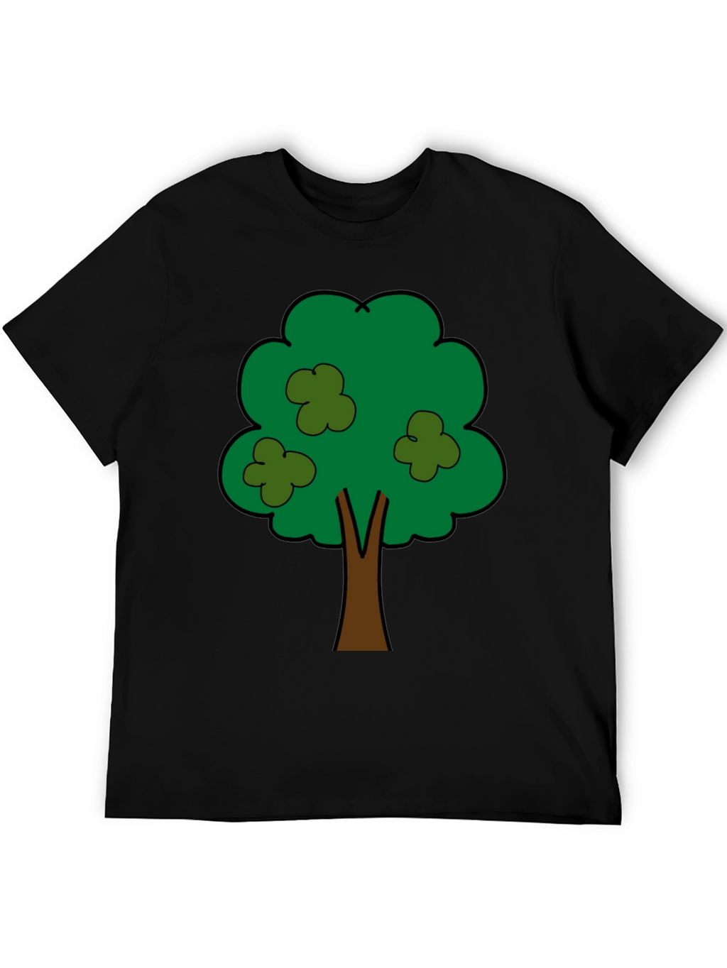 Cartoon Tree Graphic Tee - Unisex Black T-Shirt